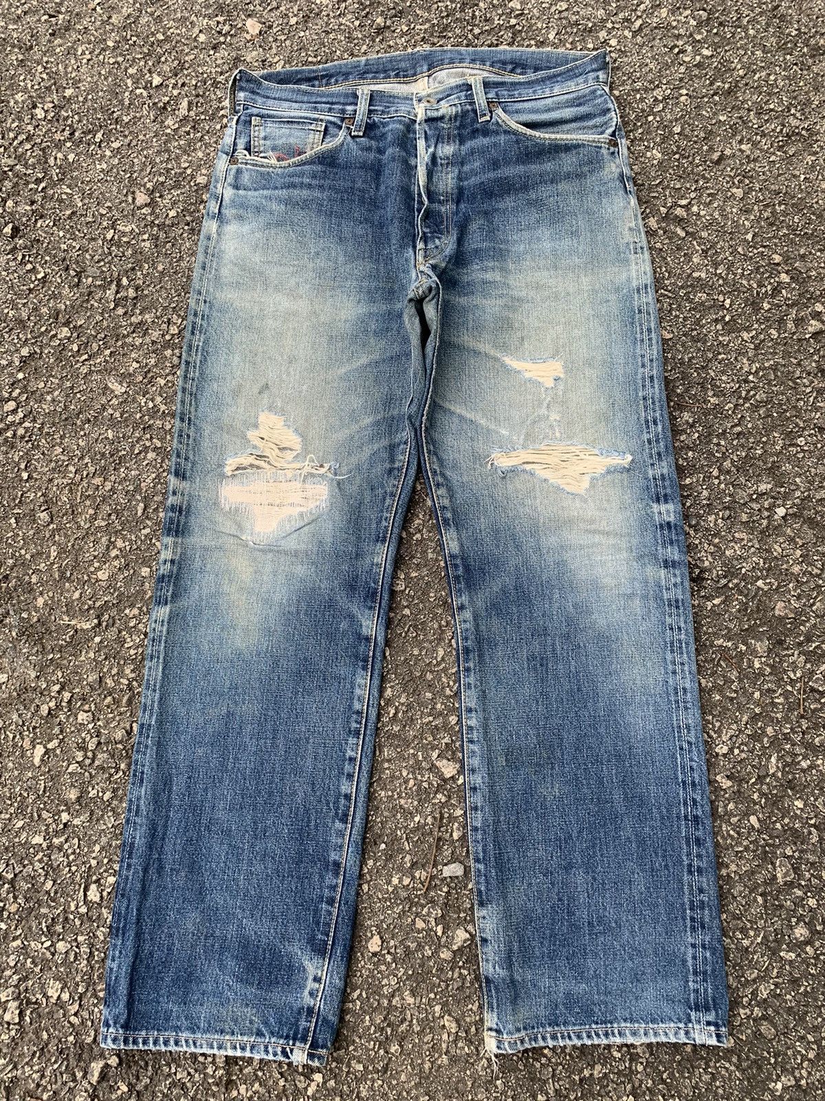 Jean × Kamakura Kamakura Red Button Fly Japanese Selvedge Distressed Denim🎌 Size US 33 - 5 Thumbnail