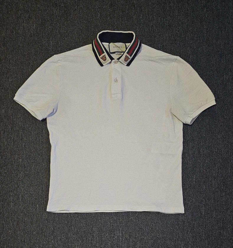 Gucci Gucci White Short Sleeve Polo Shirt-yf Size US M / EU 48-50 / 2 - 1 Thumbnail