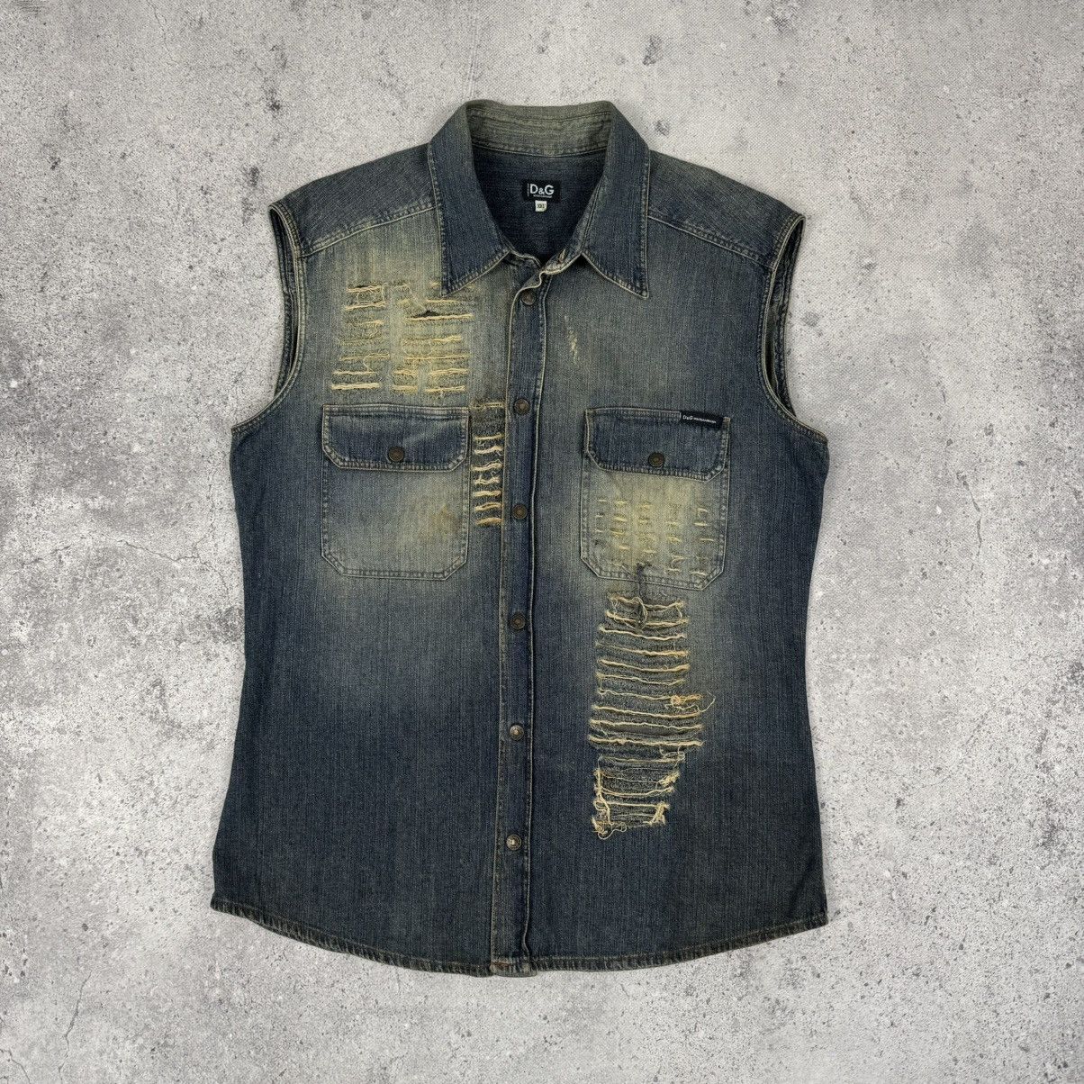 Vintage Dolce & Gabbana Distressed Denim Shirt Vest