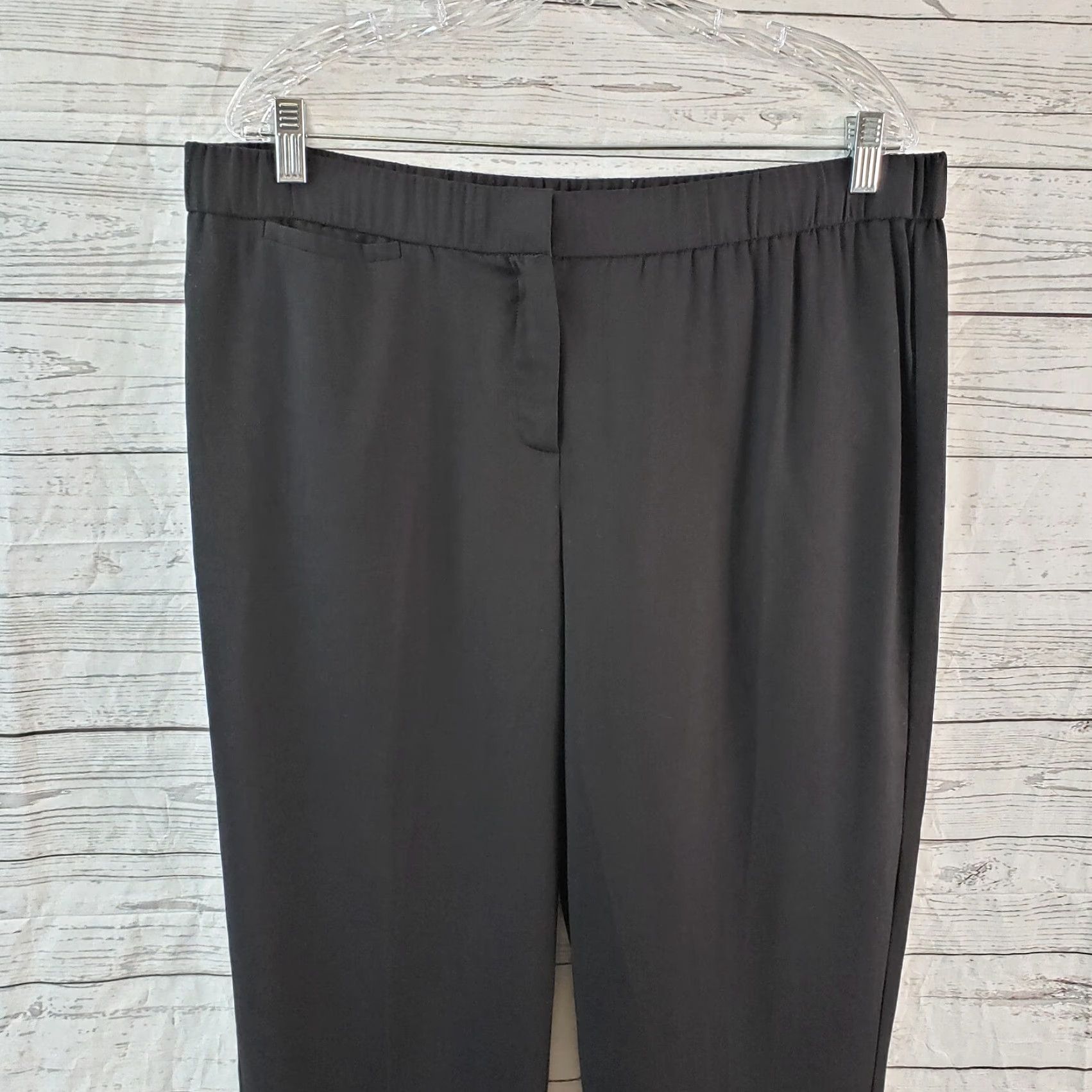 Eileen Fisher Eileen Fisher Pants Womens Pull On Solid Black Lyocell Tencel Size L Waist 18.5 Inseam 28 Black Womens Size 36" / US 14 / IT 50 - 2 Thumbnail
