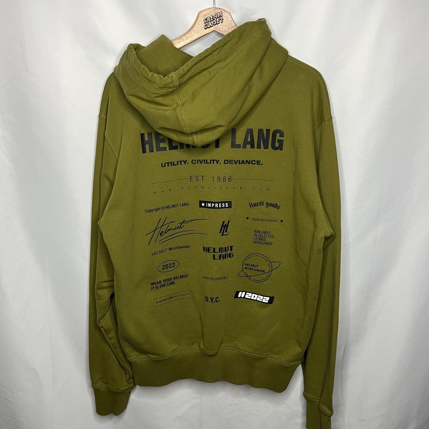 Helmut Lang 2022 Assorted Logo Print Archive Designer Olive Green M Size US M / EU 48-50 / 2 - 1 Thumbnail