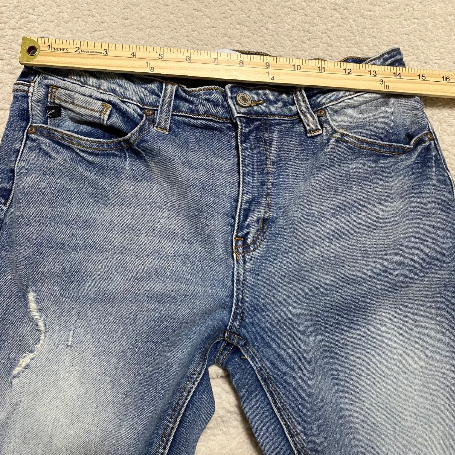 Vintage Kancan Womens Jeans 27 Blue Denim Mid Rise Skinny Distressed Size 27" / US 4 / IT 40 - 5 Thumbnail