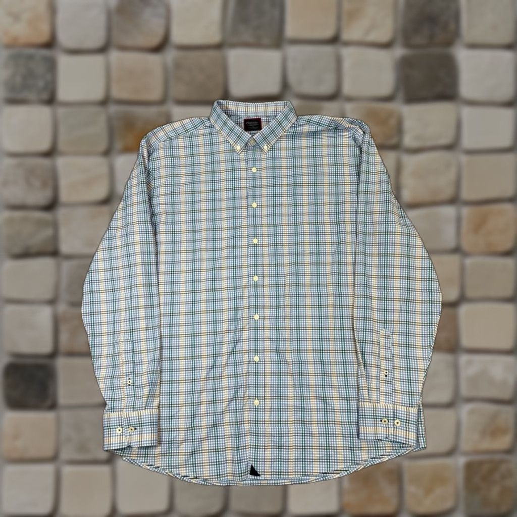 UNTUCKit UNTUCKit Mens Shirt 3XL Blue Beige Green Plaid Button-Up Casual Classic Cotton Size US XXL / EU 58 / 5 - 1 Thumbnail