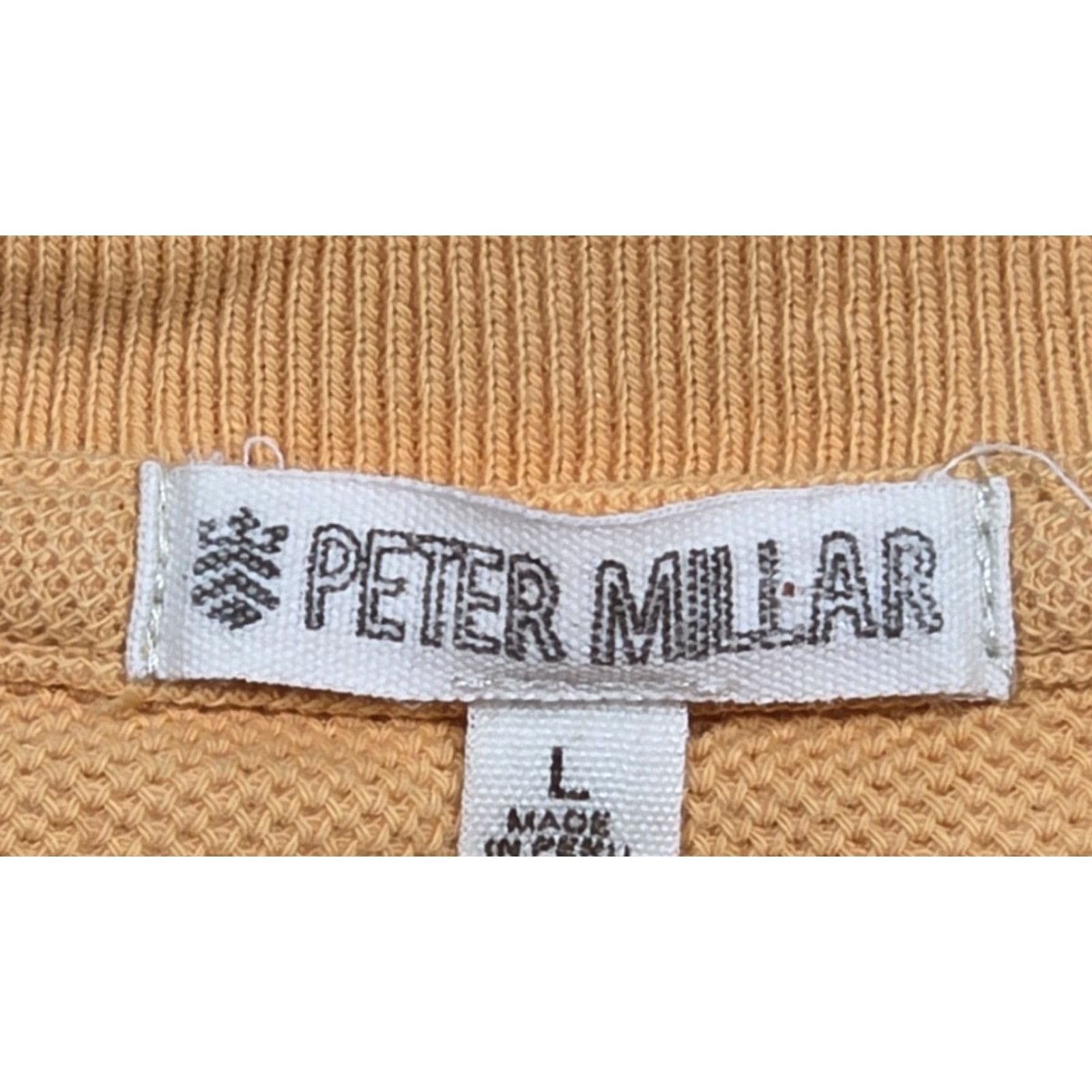 Peter Millar VINTAGE Peter Millar Pima Cotton Sweater Waffle-Knit Crew Neck Mens Orange L Lightweight (K) Size US L / EU 52-54 / 3 - 7 Thumbnail