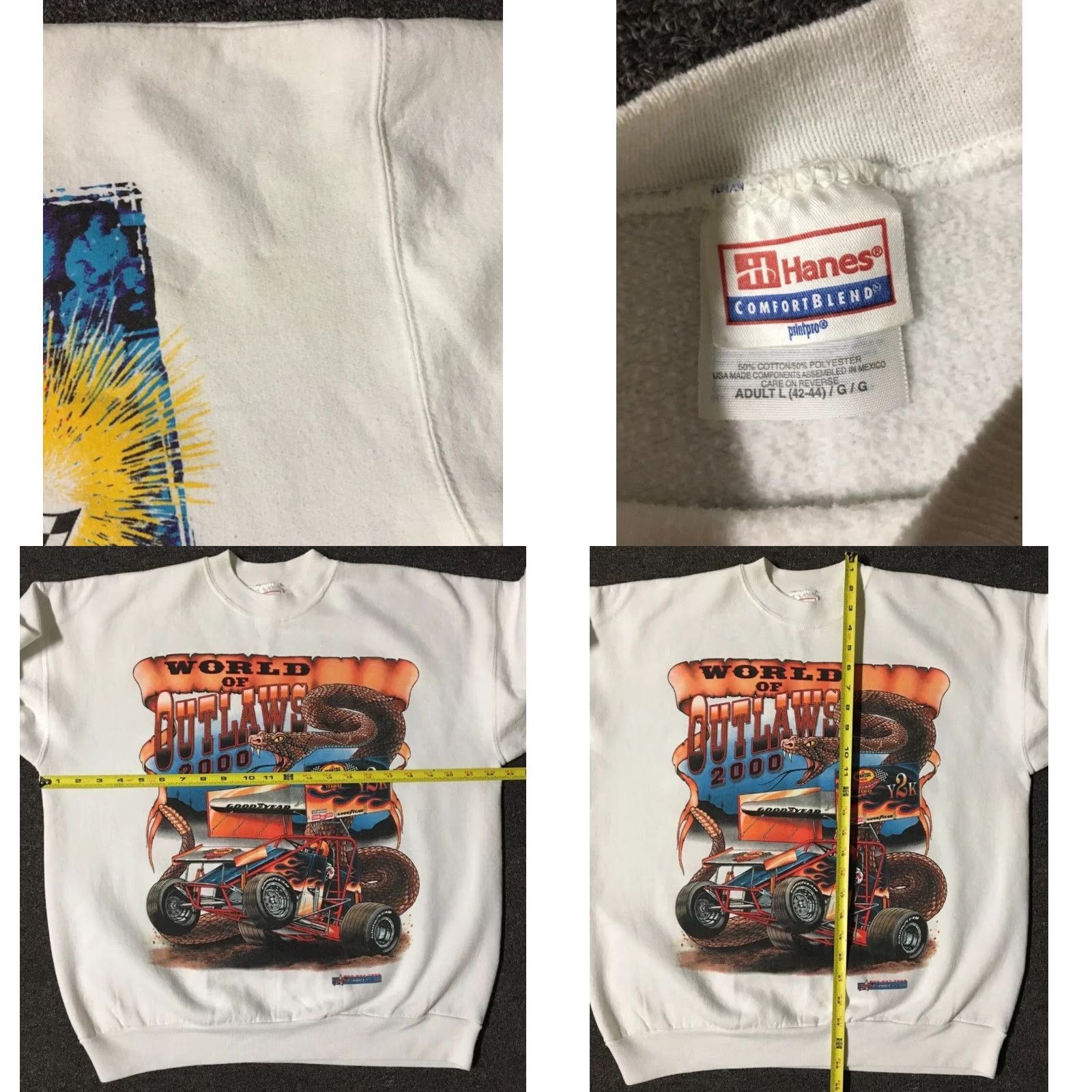 Vintage Vtg World Of Outlaws Race AOP Sweatshirt S NASCAR Car Snake Flame Grunge 90s Y2K Size US S / EU 44-46 / 1 - 8 Thumbnail