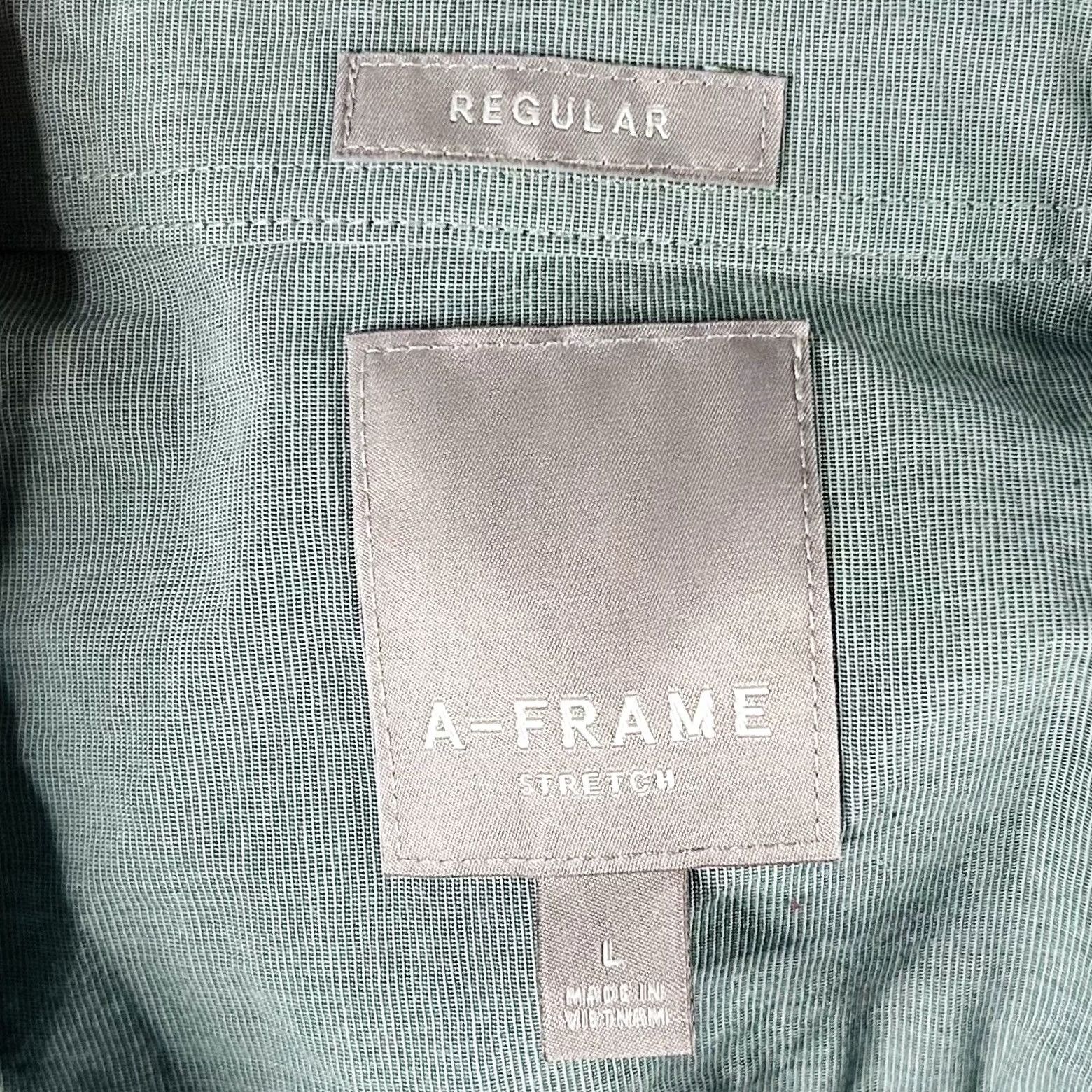Frame A Frame Large Casual Button Front Shirt Pale Green Cotton Stretch Regular Fit Shirt Mens Button-Front Knit-Style Cotton Blend-Front-Open - Size US L / EU 52-54 / 3 - 3 Thumbnail