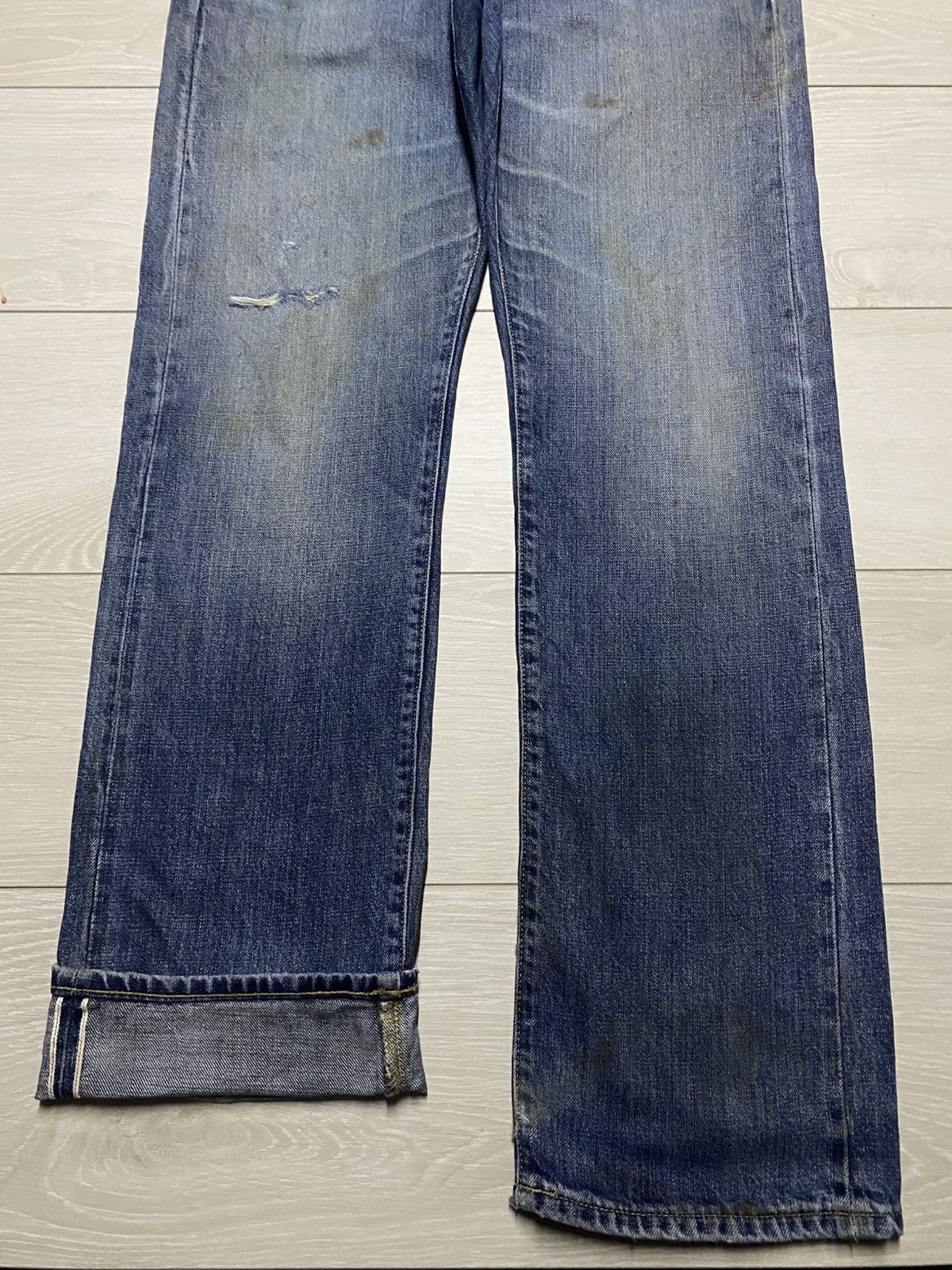 Japanese Brand Vintage Uniqlo Grunge Selvedge Distressed Jeans Size US 36 / EU 52 - 5 Thumbnail