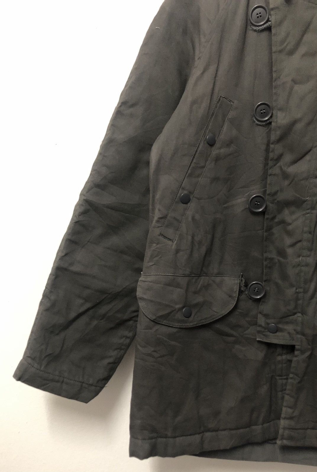 Boycott × Issey Miyake × Vintage Vintage Boycott Military Style Denim Light Jacket Hoodie Size US L / EU 52-54 / 3 - 8 Thumbnail