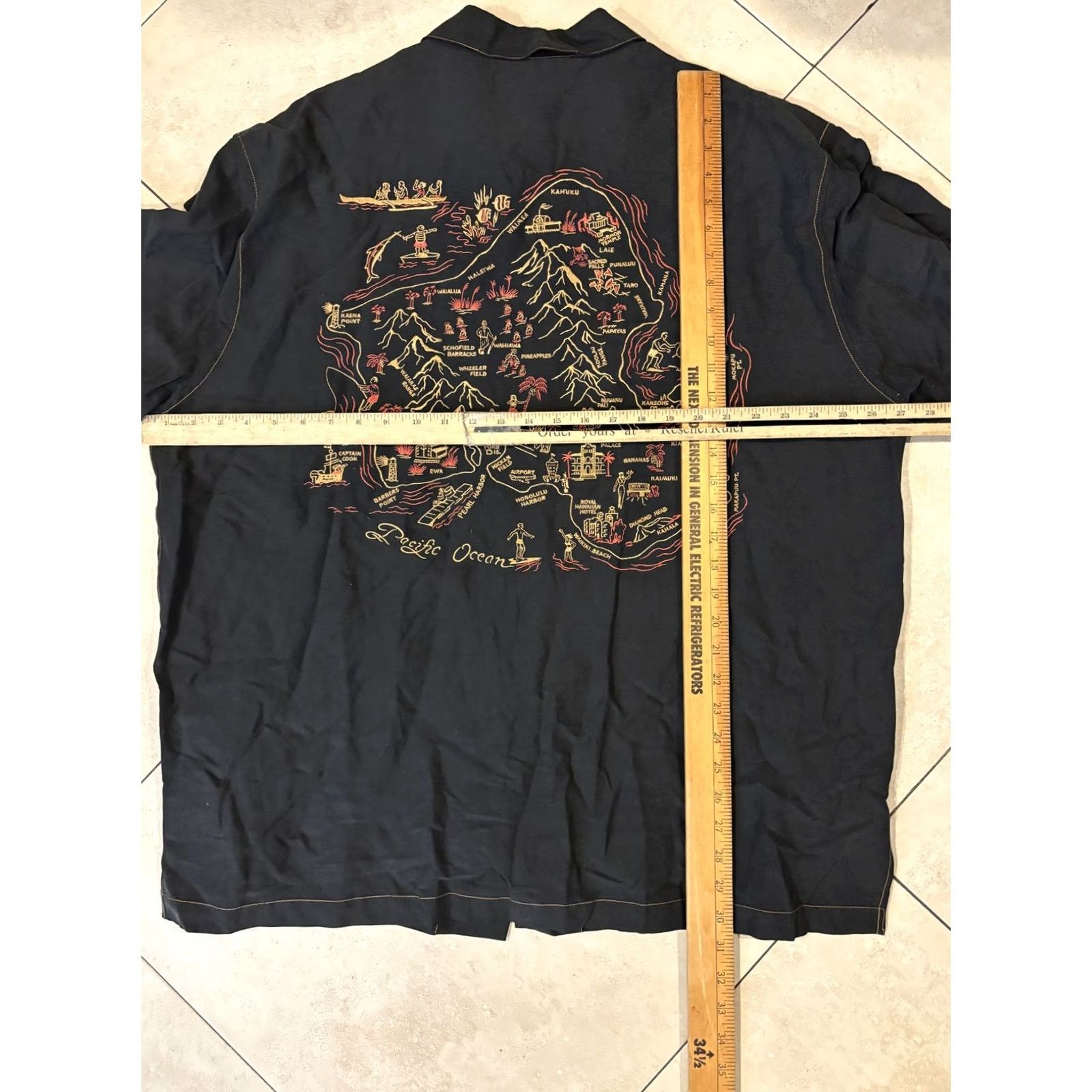 Tori Richard Tori Richard Honolulu Shirt Mens 2XL Black Camp Aloha Hawaiian Oahu Map Print Shirt Size US XXL / EU 58 / 5 - 7 Thumbnail