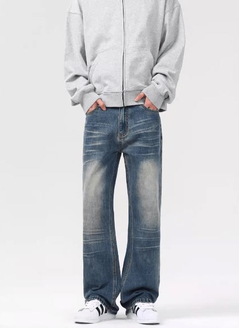 Japanese Brand × Jean American retro washed distressed straight jeans Size US 32 / EU 48 - 1 Thumbnail