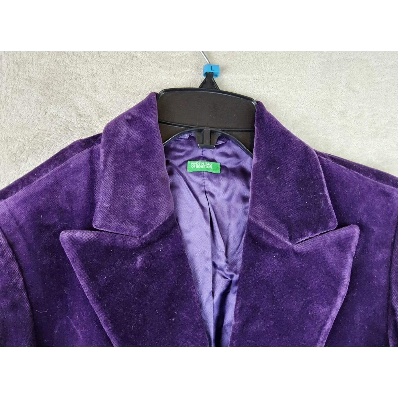 Vintage VINTAGE Benetton Italy Purple Velvet Jacket Blazer Size 38 Womens Size XS / US 0-2 / IT 36-38 - 2 Thumbnail