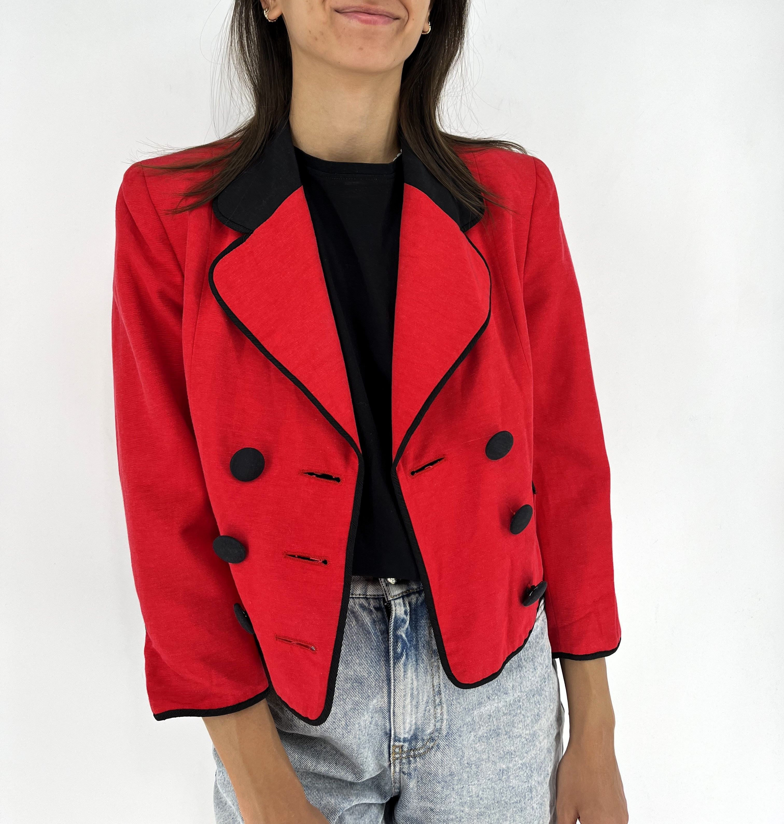 Moschino MOSCHINO Cheap and Chic 1990s Red Double Breast Crop Jacket Size M / US 6-8 / IT 42-44 - 3 Thumbnail