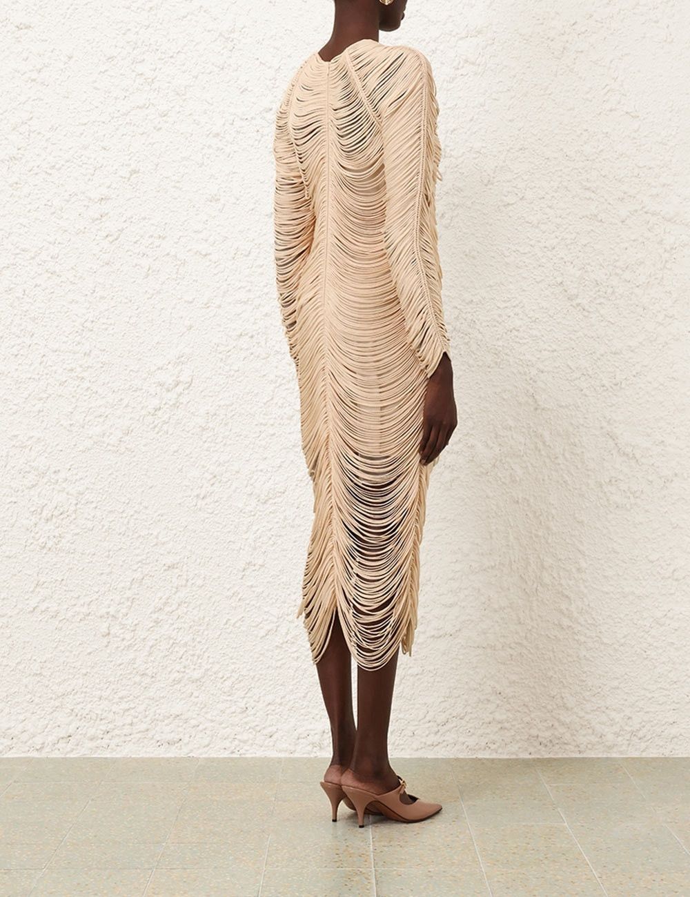 Zimmermann oc11z0925 Pavilion Rouleaux Midi Dress in Beige Size S / US 4 / IT 40 - 4 Thumbnail