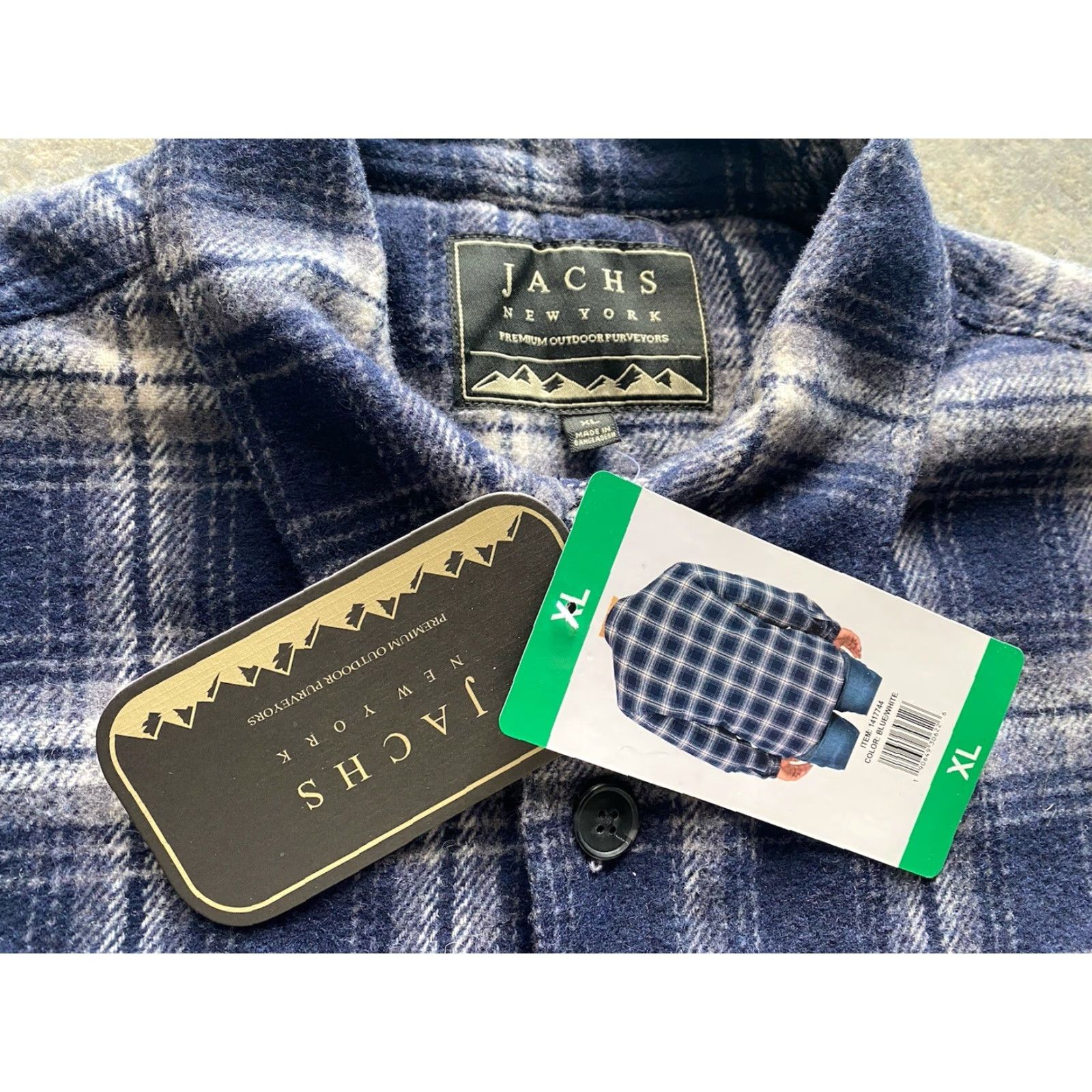 Vintage JACHS New York Jacket Mens XL Blue Plaid Lined Five Pockets Collared NWT Size US XL / EU 56 / 4 - 7 Thumbnail