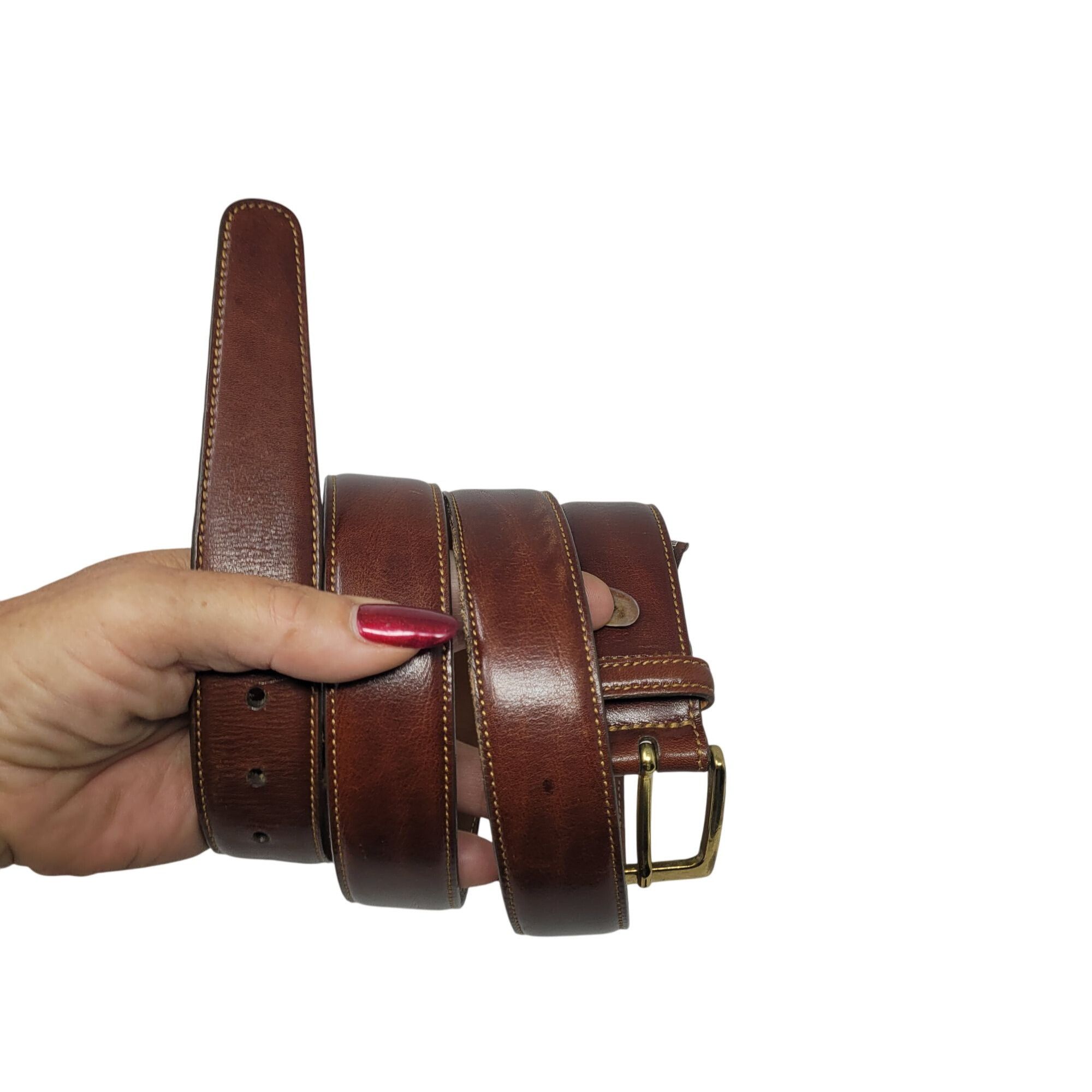 Trafalgar Trafalgar Handcrafted Cortina Leather Belt Gold Buckle 40" C Size 40 - 15 Thumbnail