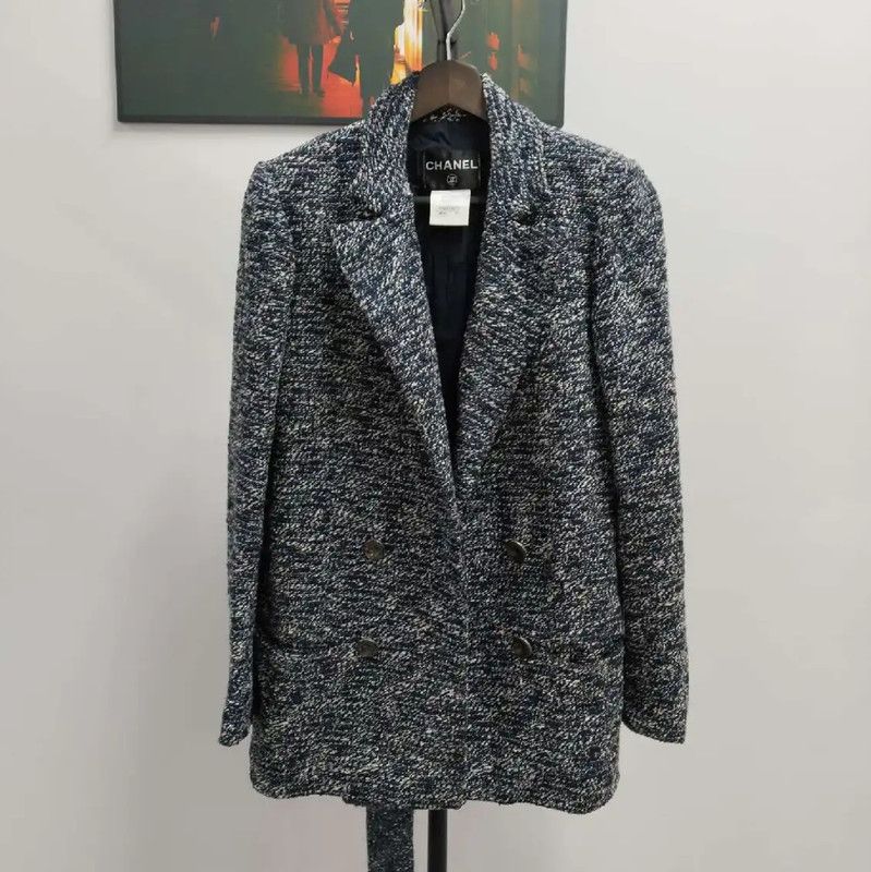 Chanel Chanel Gray Cotton-Blend Women's Cardigan 0089 Size ONE SIZE - 1 Thumbnail