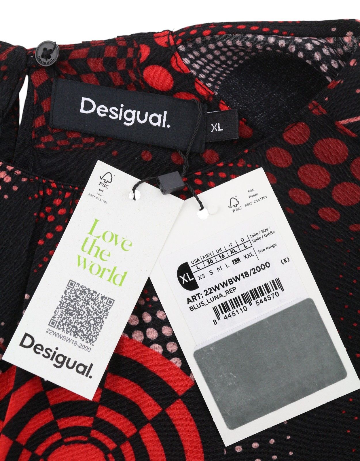 Desigual BLUS LUNA REP XL Dark Patterned Blouse 89007 Size XL / US 12-14 / IT 48-50 - 7 Thumbnail