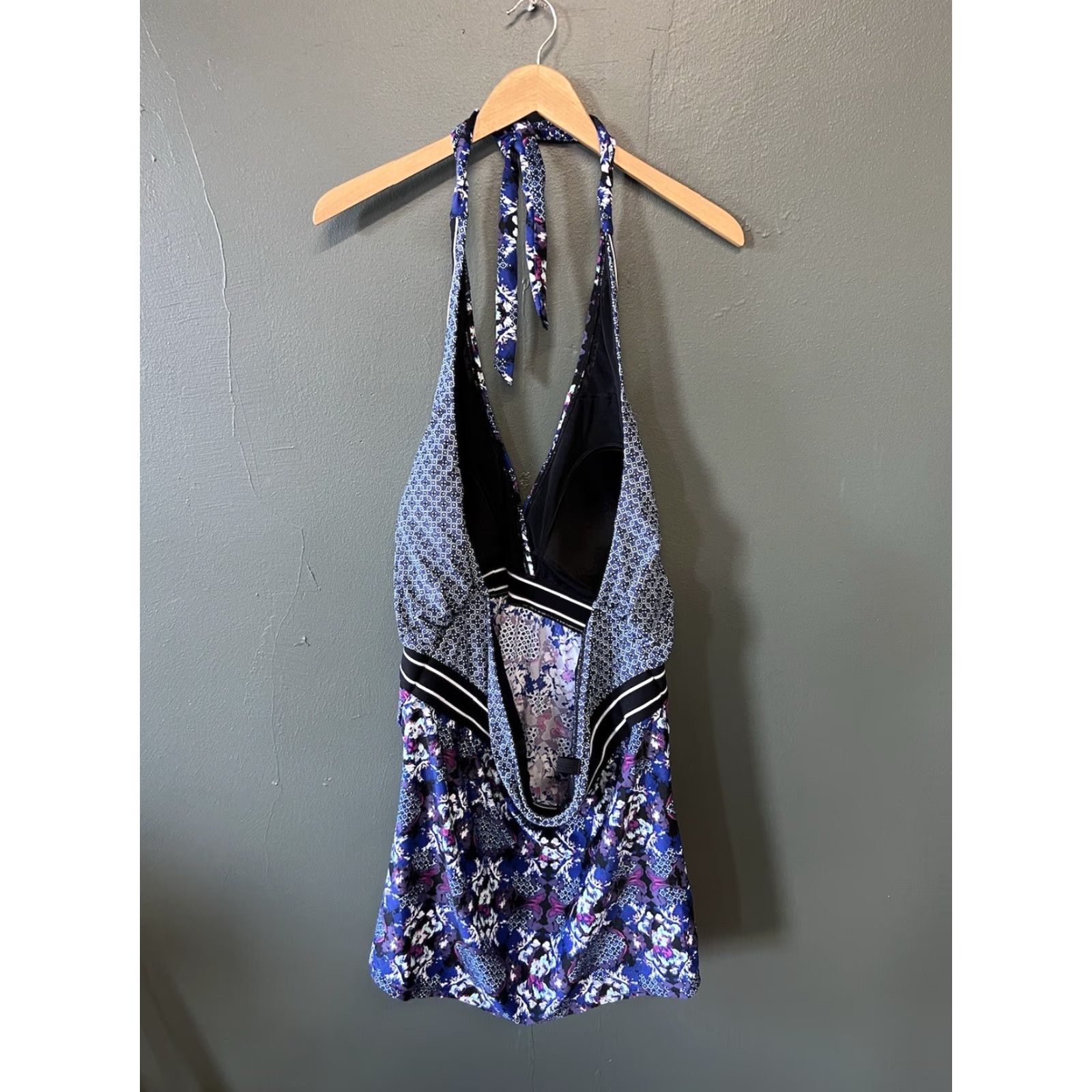 Swims Cacique Swim Tankini Womens Blue Floral Pattern 28 Plus Size Size ONE SIZE - 2 Thumbnail