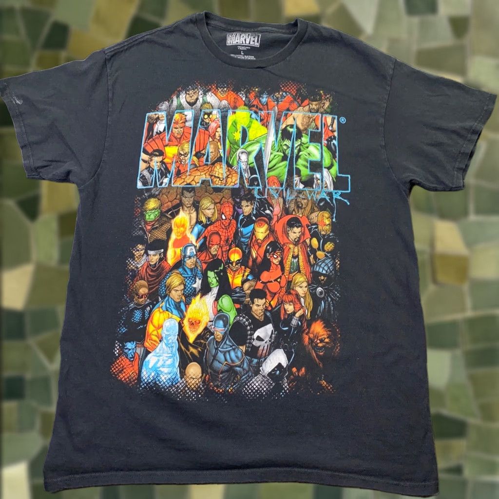 Mad Engine Marvel Civil War Mens Adult Large Black Superhero Collage Movie Mad Engine Shirt Size US L / EU 52-54 / 3 - 1 Thumbnail