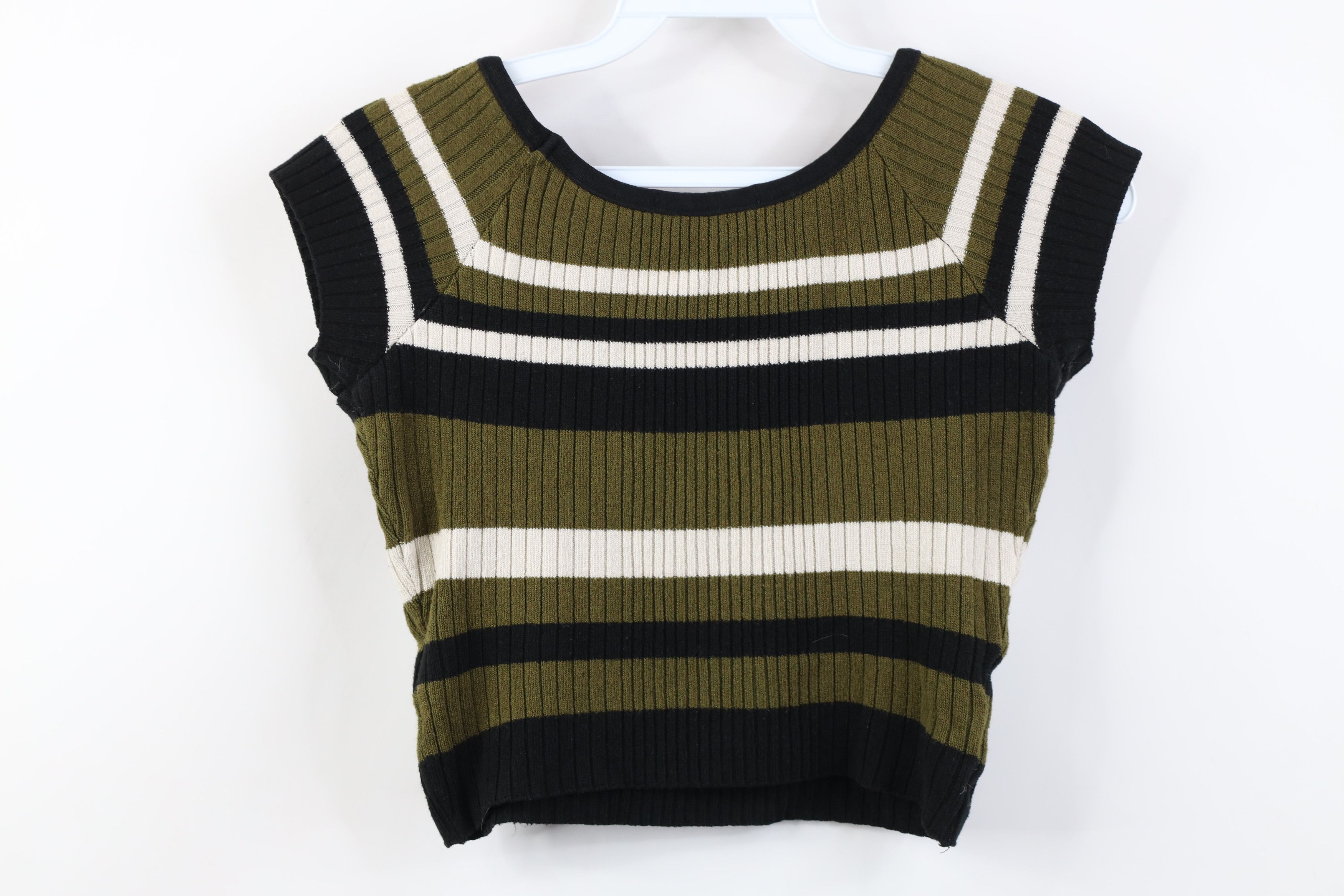Vintage Vintage 90s Y2K Babydoll Ribbed Knit Cropped Shirt Top USA Size M / US 6-8 / IT 42-44 - 9 Thumbnail