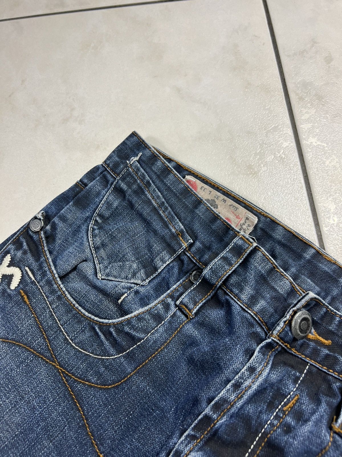 Evisu Vintage Soone denim distressed y2k selvedge jeans navy japan Size US 32 / EU 48 - 13 Thumbnail
