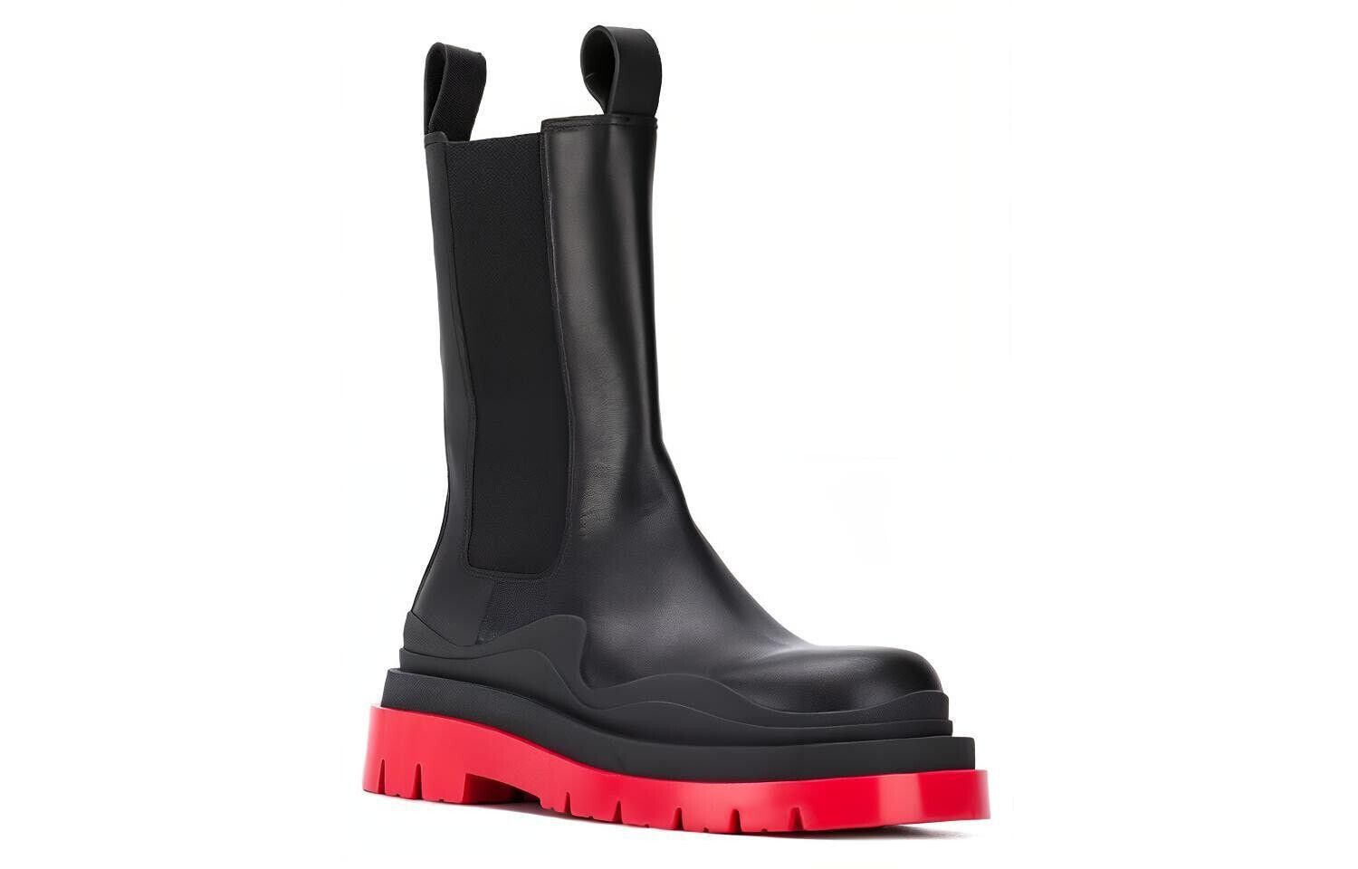 Bottega Veneta o1n1vont1224 Tire Chelsea Boots in Black/Red Size US 5.5 / IT 35.5 - 3 Thumbnail
