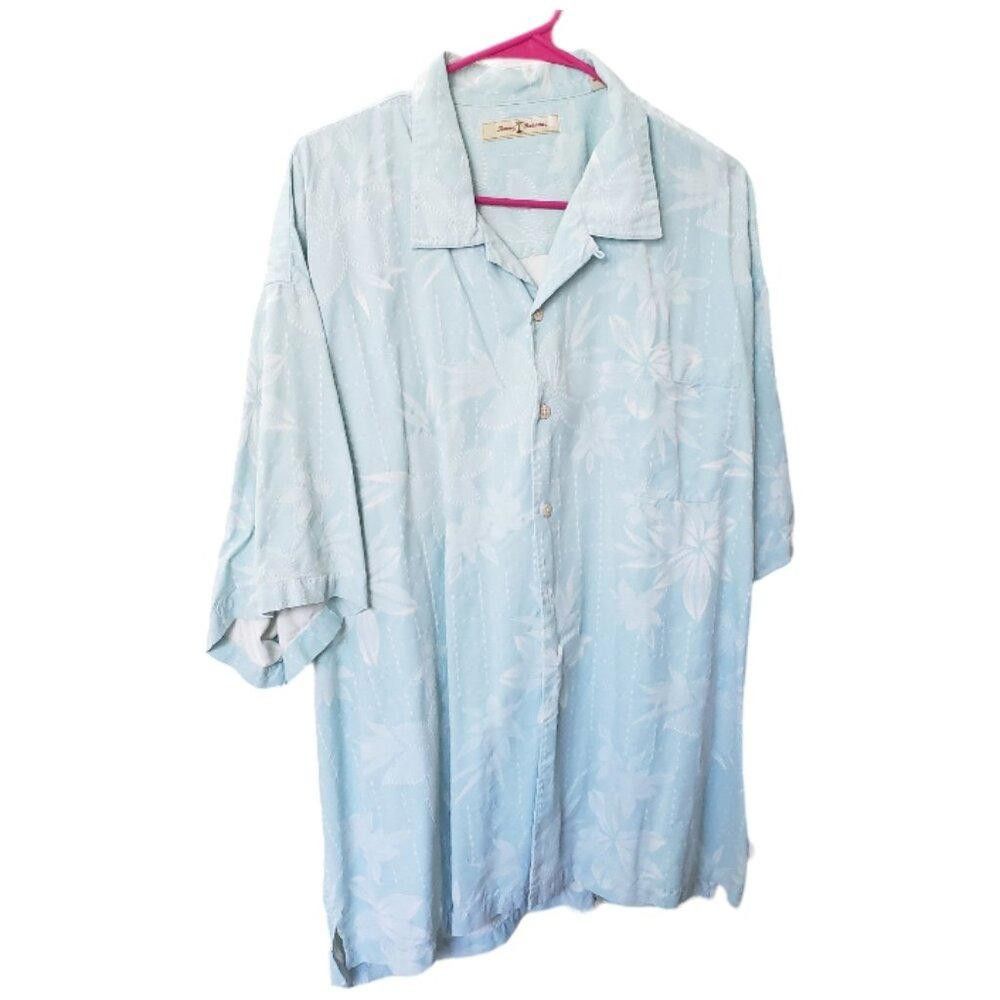 Tommy Bahama CT1533 Tommy Bahama Silk Aqua & White Tropical Shirt XXL Size US XXL / EU 58 / 5 - 1 Thumbnail