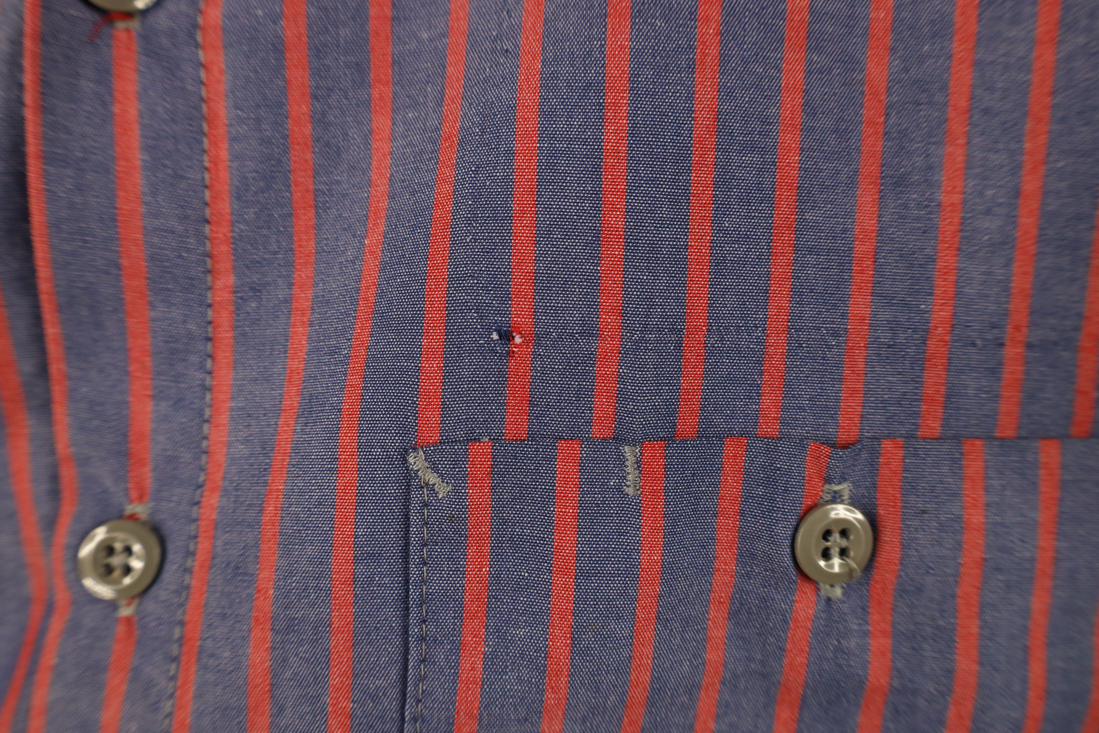 Vintage Vintage 90s Streetwear Striped Workwear Mechanic Shirt Size US L / EU 52-54 / 3 - 6 Thumbnail