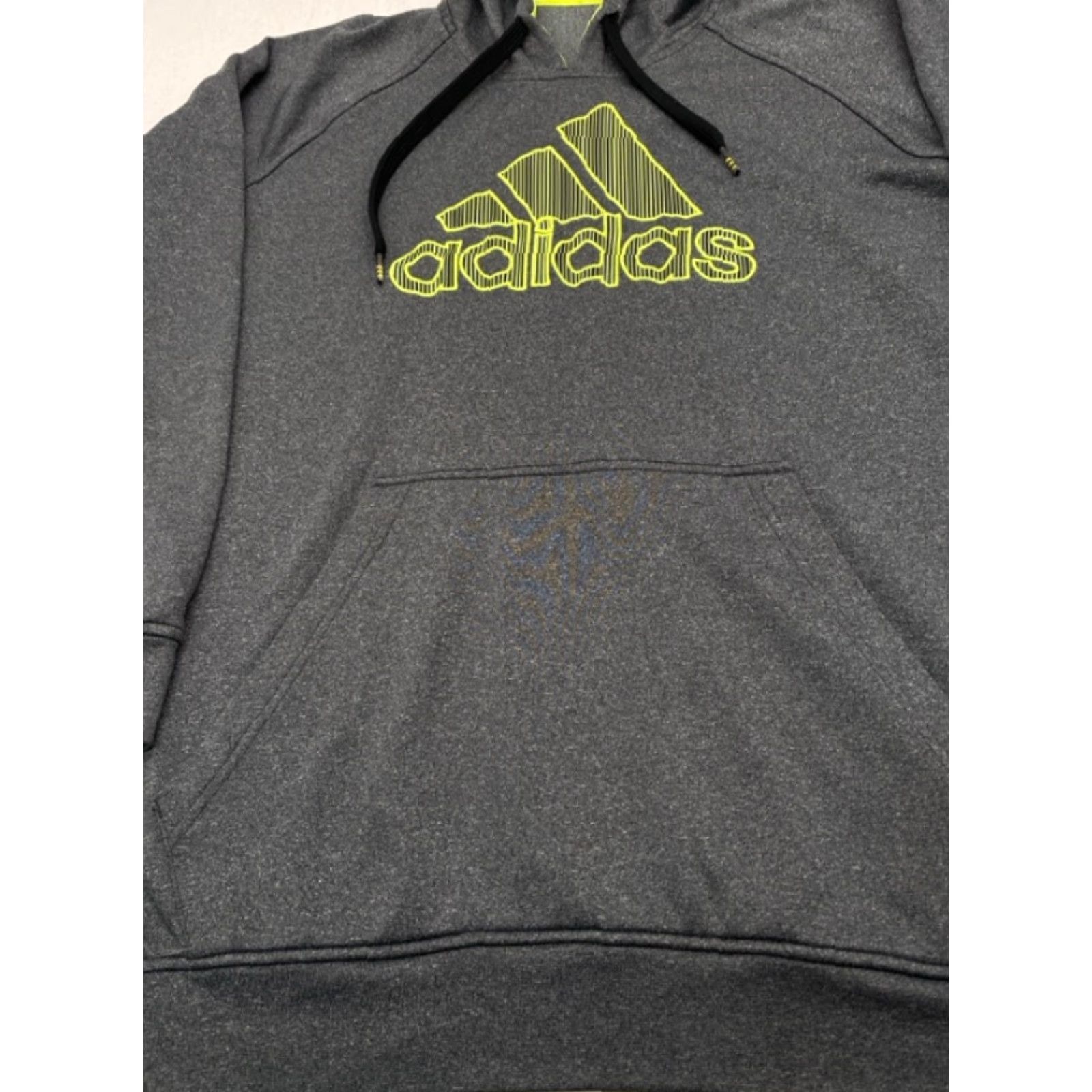 Adidas Adidas Hoodie 2XL Mens Gray Chartreuse Embroidered Logo Pullover Long Sleeve Crew Neck Fleece Polyester Big & Tall Size US XXL / EU 58 / 5 - 3 Thumbnail
