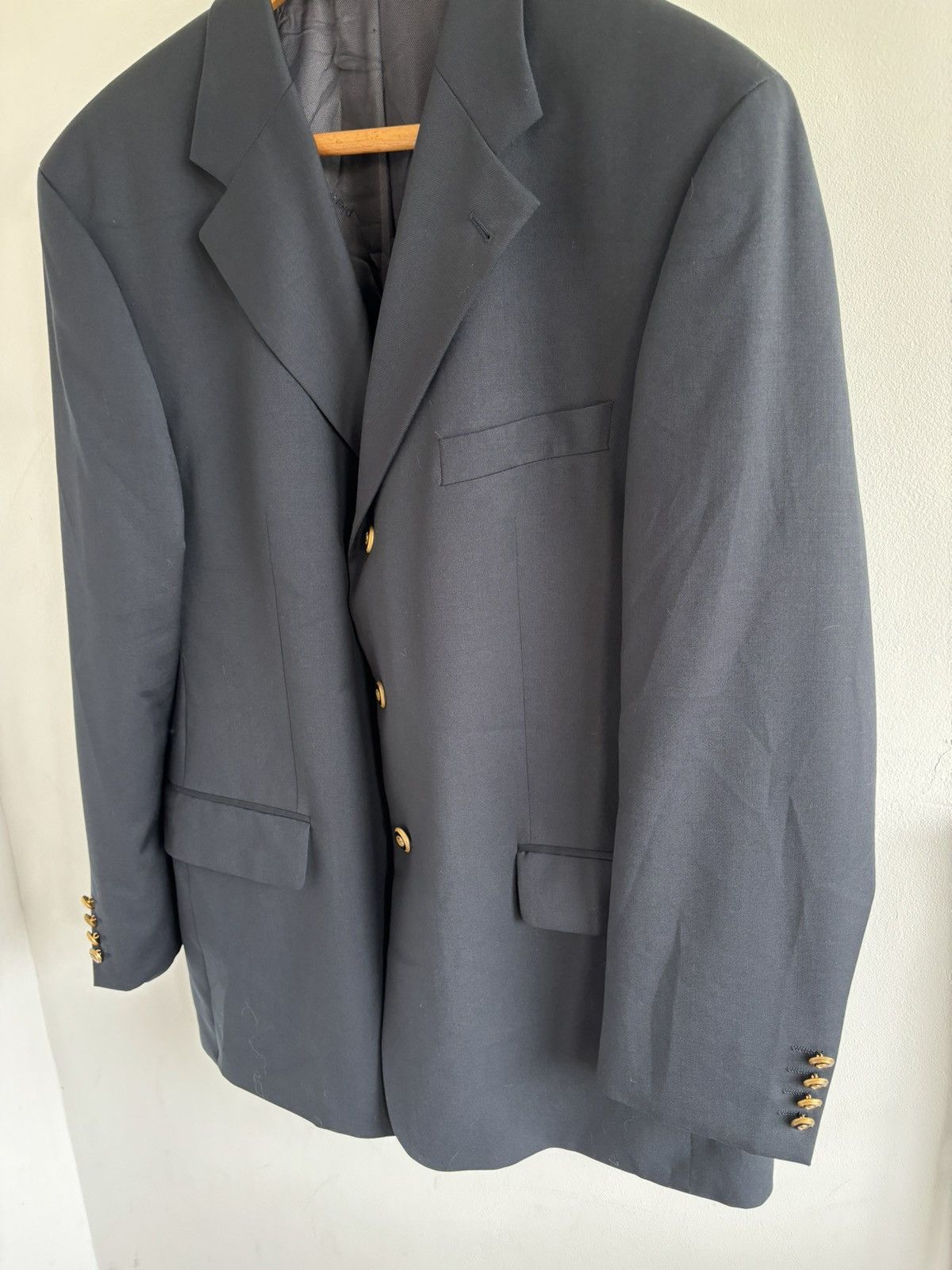 Pierre Cardin Vintage Pierre Cardin Navy Wool Metal Button Blazer Size 54R - 3 Thumbnail