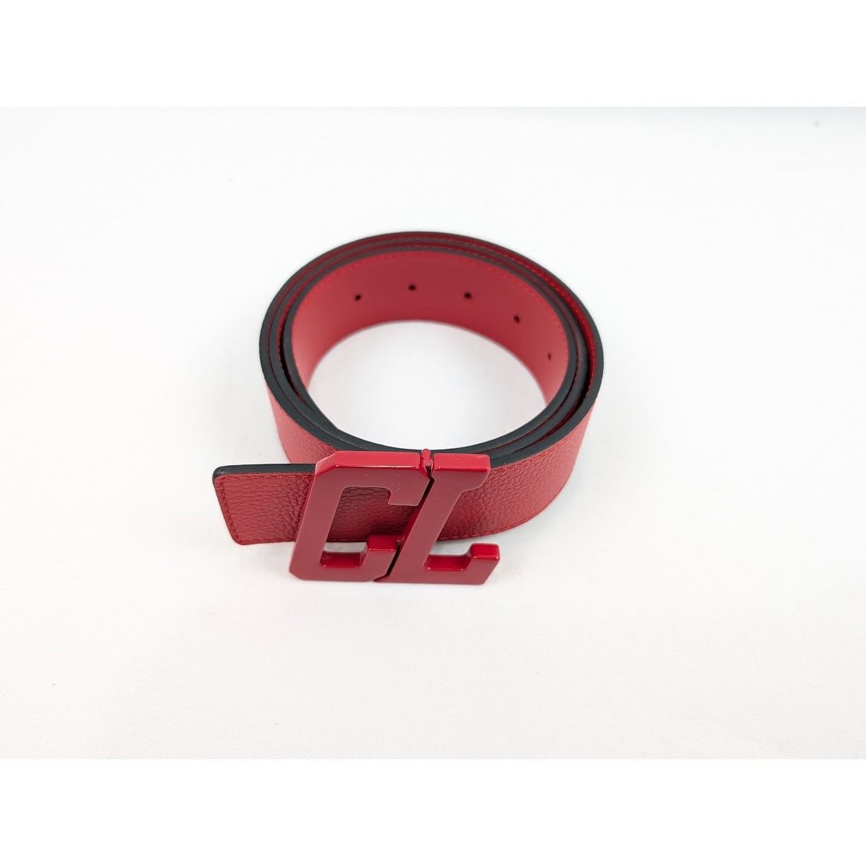 Christian Louboutin o1rshd1 Size: 90 / Calf Happy Rui CL Logo Belt in Loubi Size 34 - 2 Thumbnail