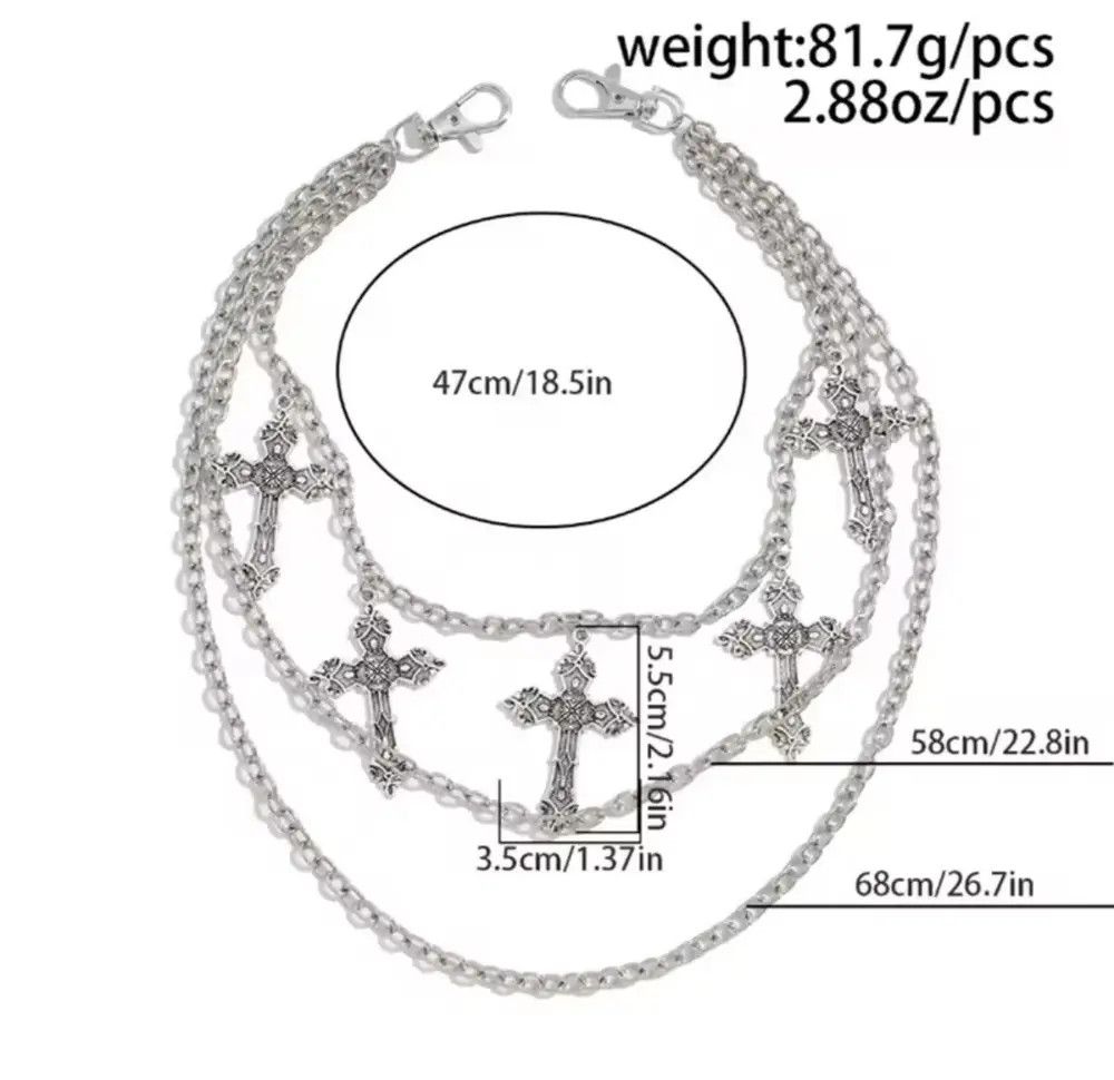 Jewelry Chain Cross Pendant Jeans Chain Size ONE SIZE - 6 Thumbnail