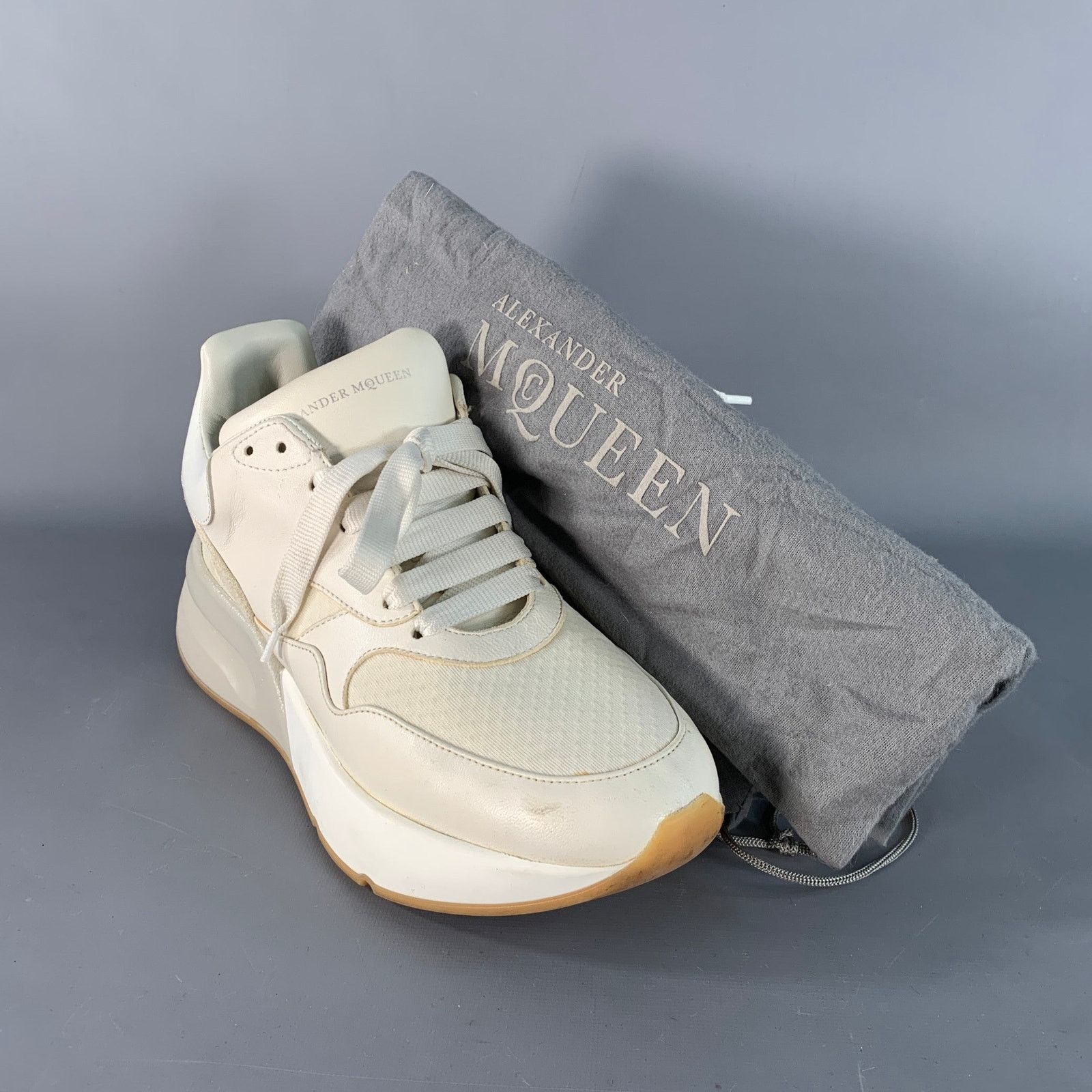 Alexander McQueen 8 White Ivory Rubber Sole Lace-Up Chunky Sneakers Size US 8 / EU 41 - 9 Thumbnail