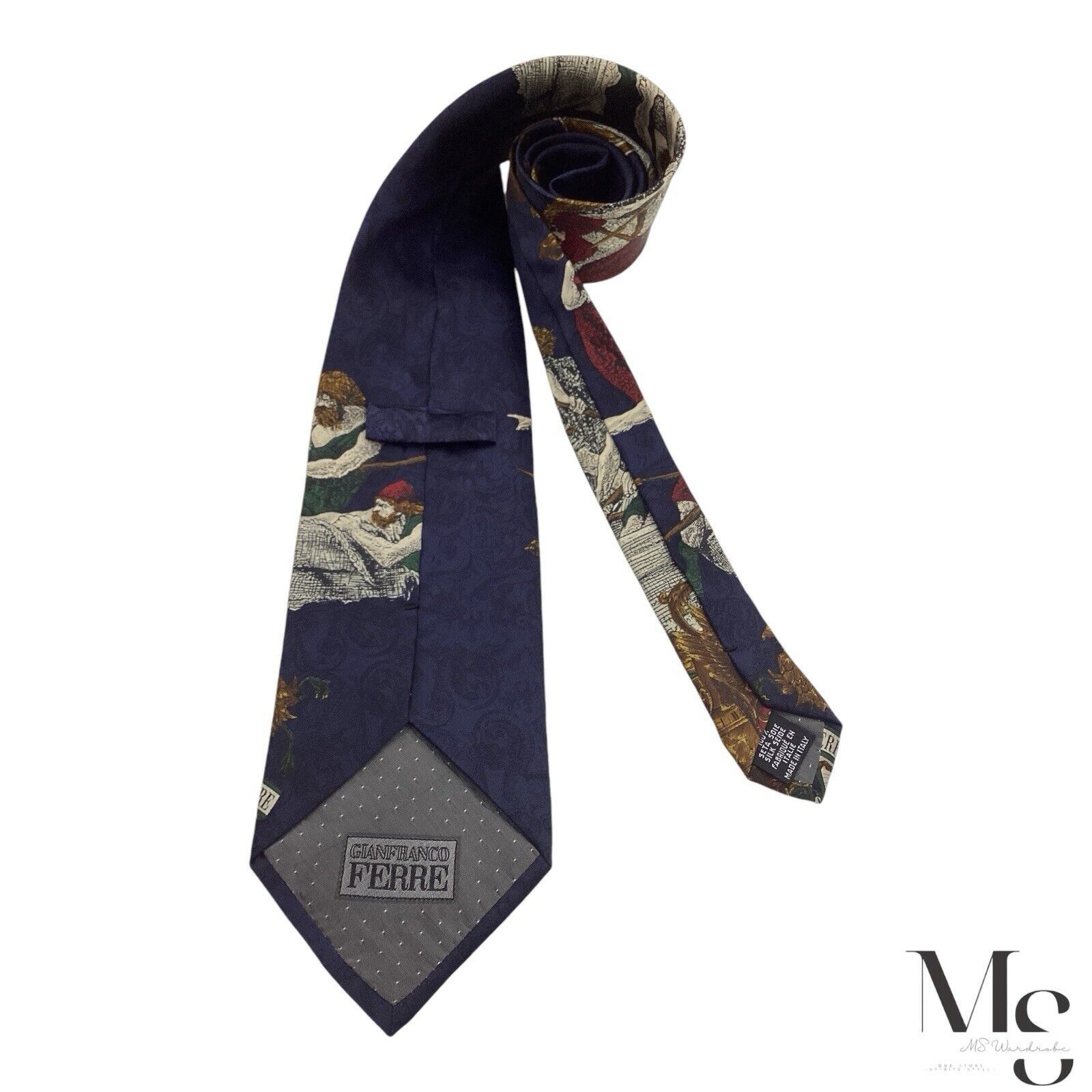 Gianfranco Ferre GIANFRANCO FERRE Blue Medieval Silk Tie Made In Italy W: 4" Size ONE SIZE - 2 Thumbnail