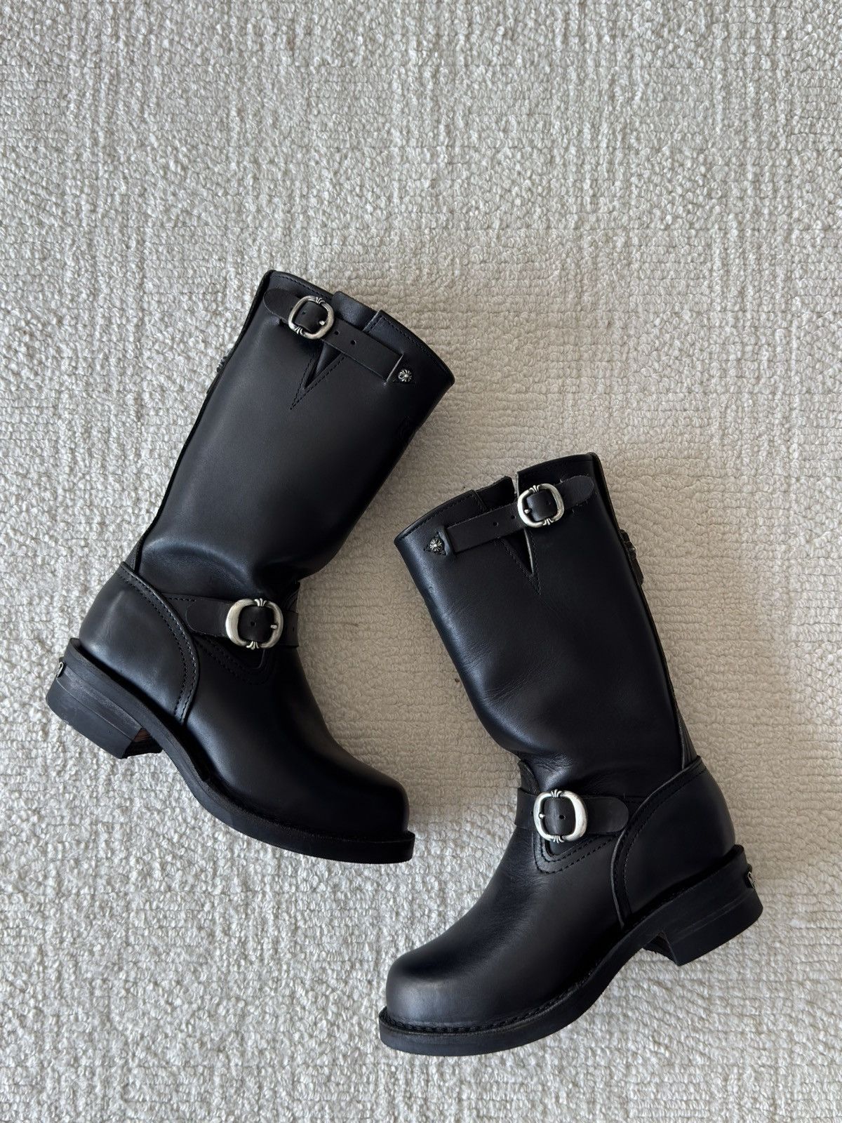 Chrome Hearts Chrome Hearts x Wesco Black Engineer Leather Boots Size US 5.5 / IT 35.5 - 3 Thumbnail
