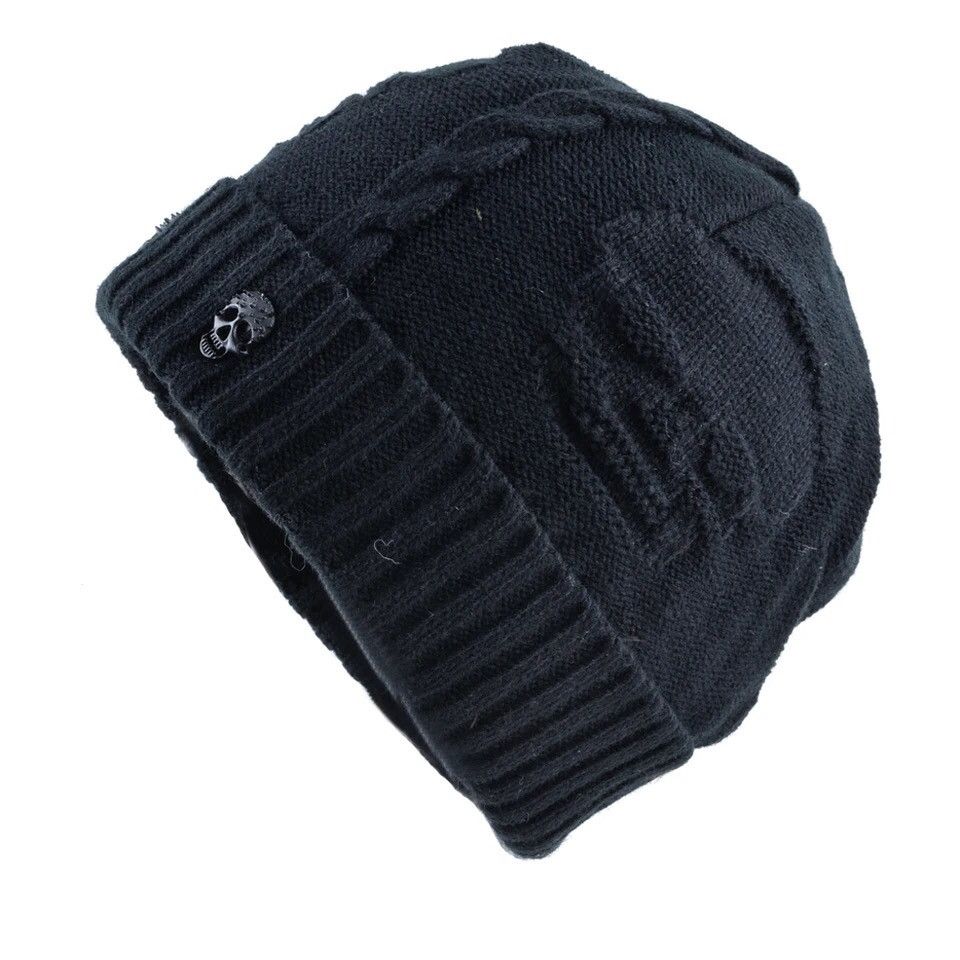 Japanese Brand Black Skull y2k Beanie Size ONE SIZE - 2 Thumbnail