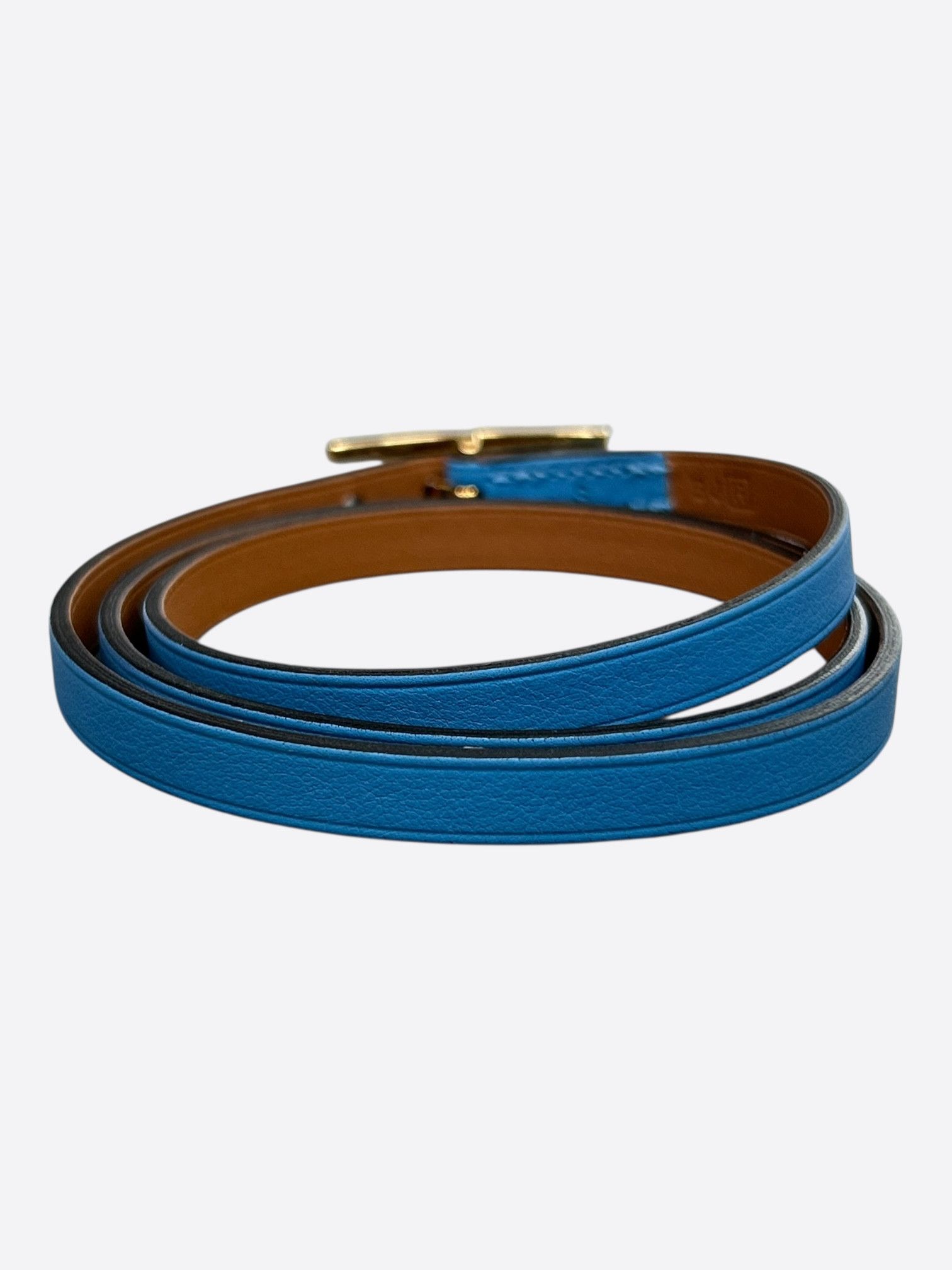 Hermes Blue Swift & Gold Hardware Behapi Double Tour Bracelet Size ONE SIZE - 2 Thumbnail