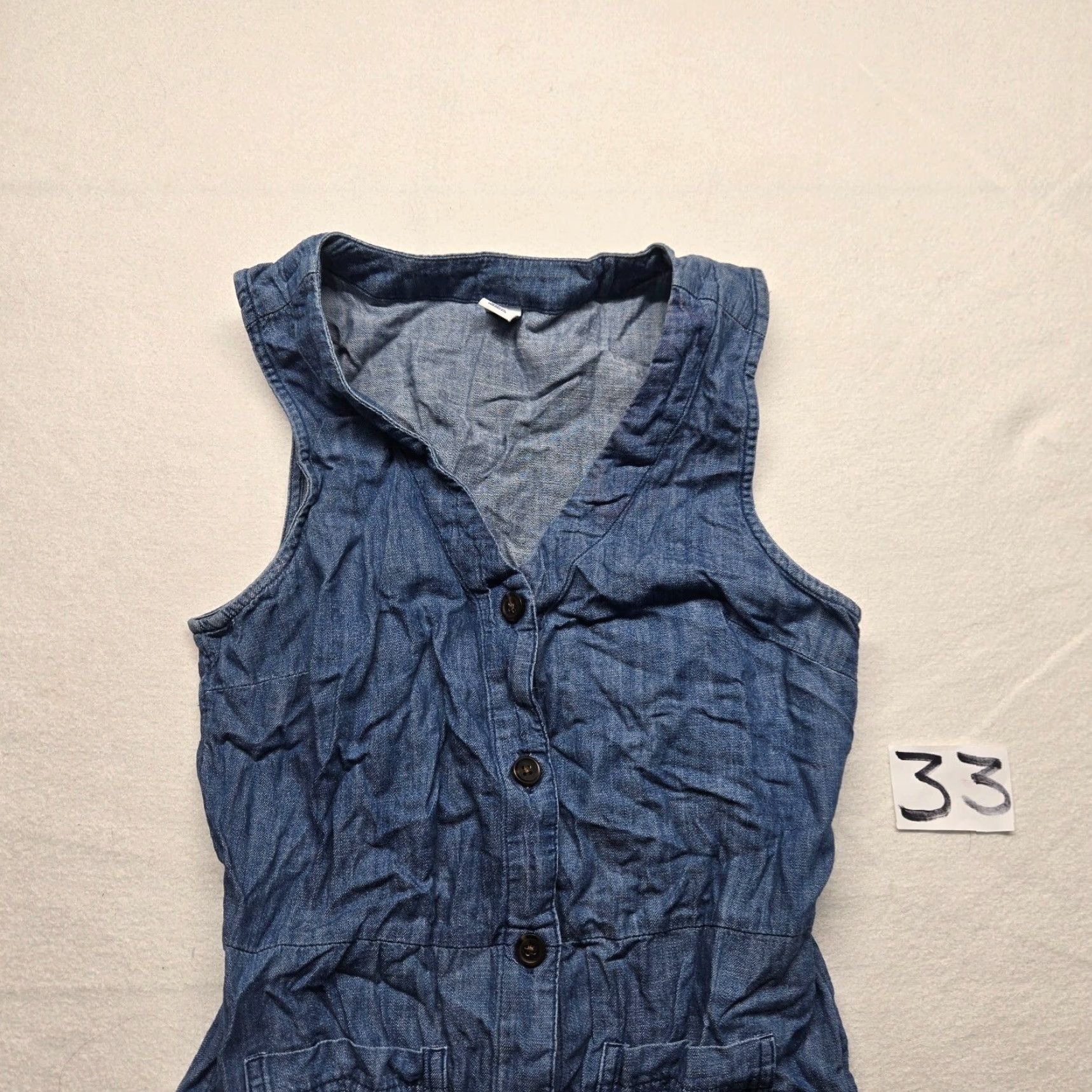 Old Navy VINTAGE Old Navy Denim Shirt Dress Solid Blue Sleeveless Knee Length Adult Women XS Size XS / US 0-2 / IT 36-38 - 2 Thumbnail