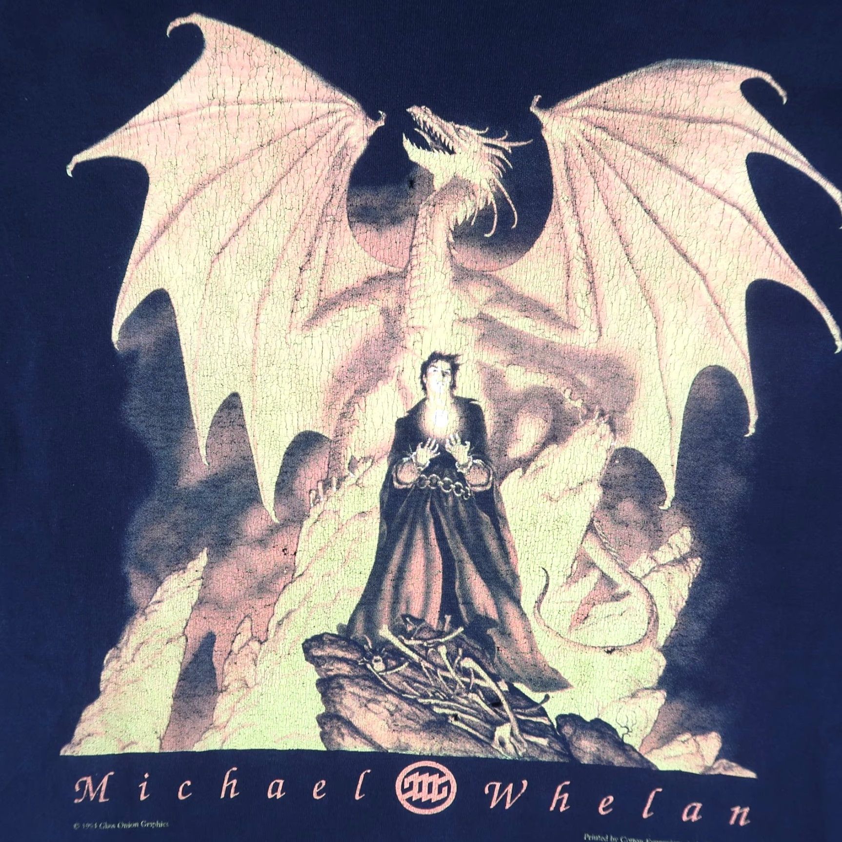 Fruit Of The Loom VINTAGE 90s Michael Whelan Graphic T-Shirt Black 2XL Science Fiction DragonFire Mens Size US XXL / EU 58 / 5 - 3 Thumbnail