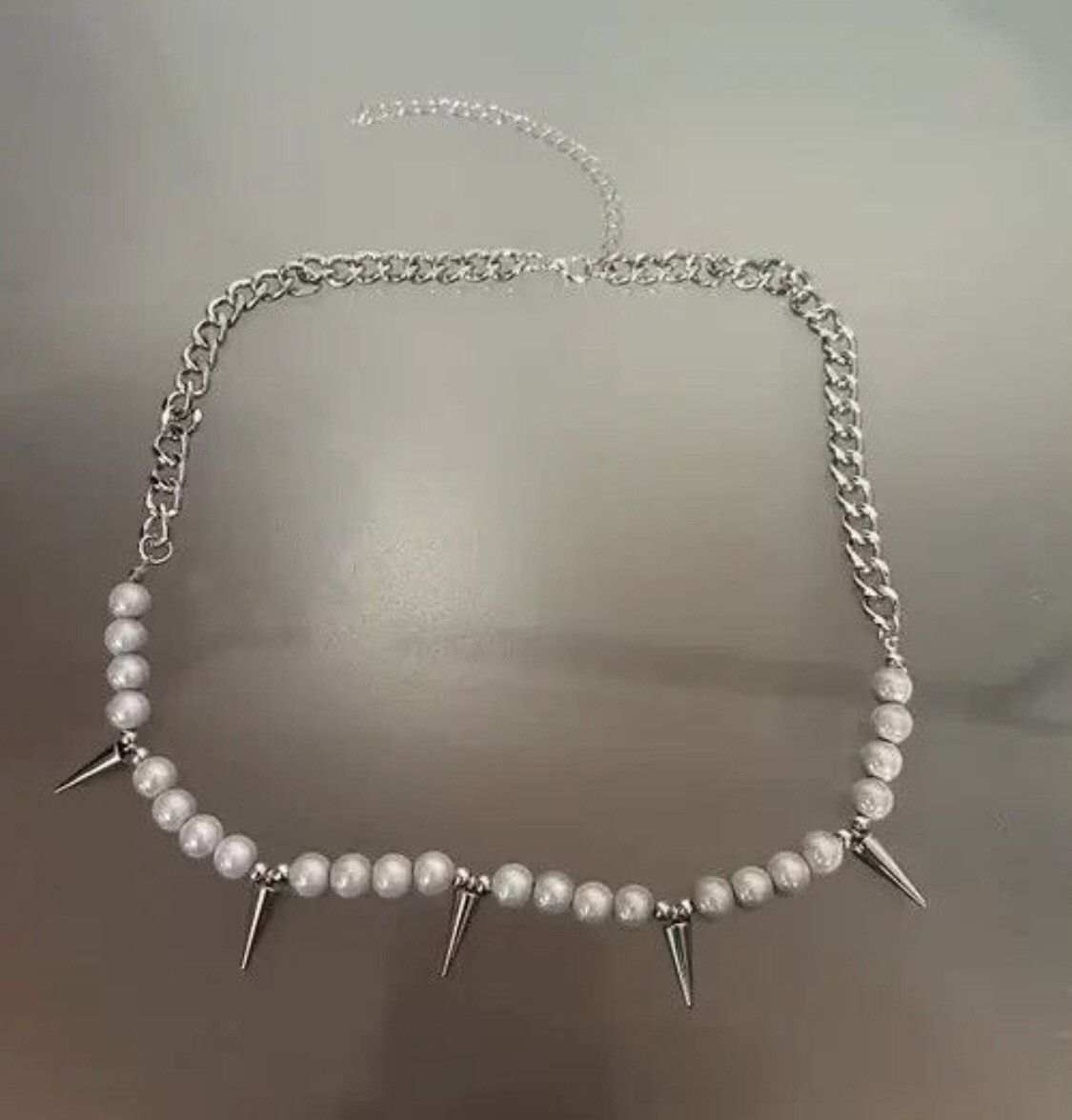 Japanese Brand Y2K Pearl Spike Rivet Necklace Size ONE SIZE - 2 Thumbnail