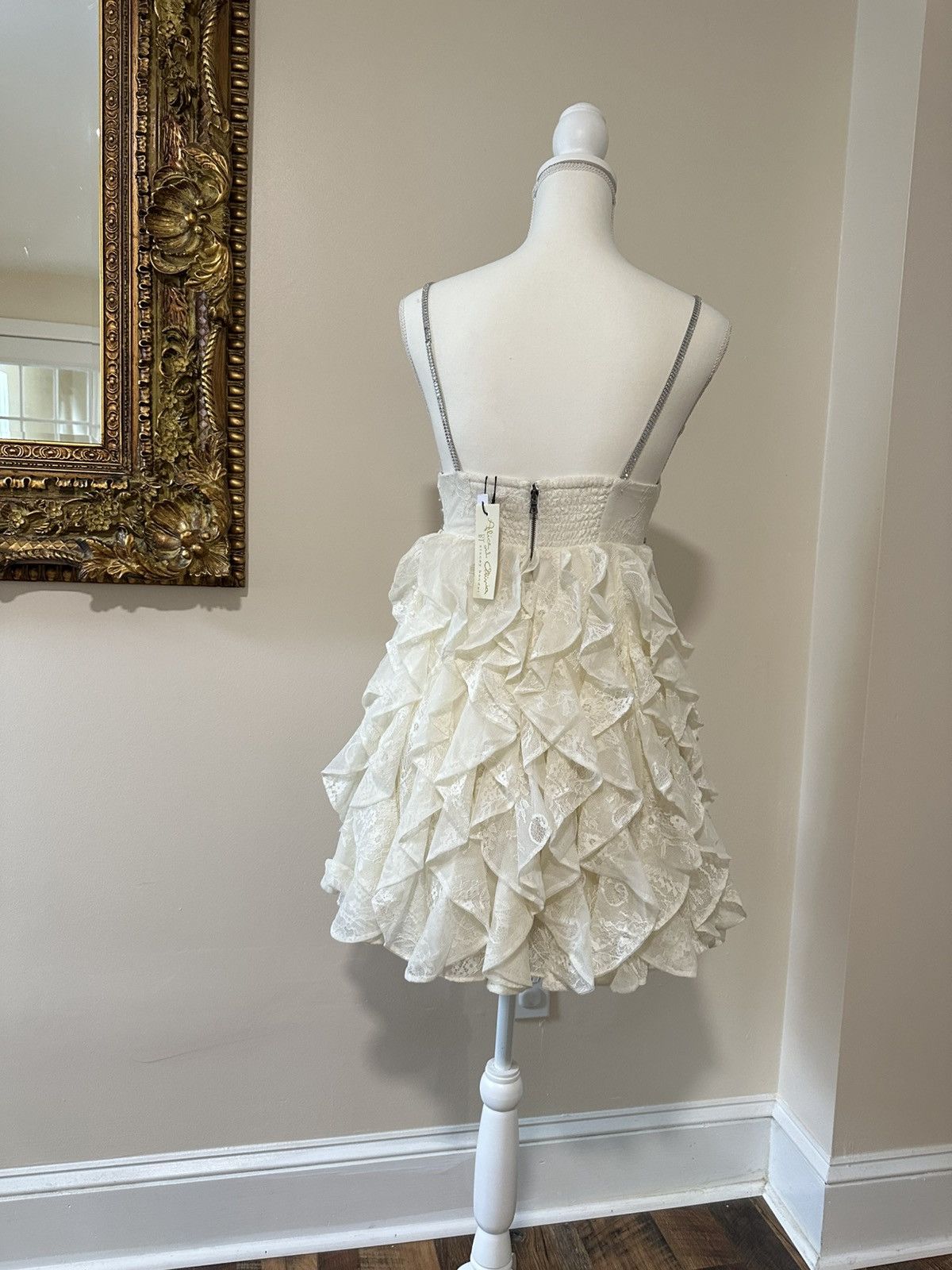 Alice + Olivia Alice+Olivia Wilmarie Lace-Crystal Mini Dress Size XS / US 0-2 / IT 36-38 - 5 Thumbnail