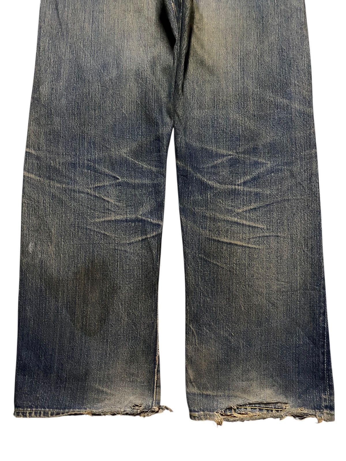 The Real McCoy's Vintage Joe Mccoy Mud Wash Selvedge Distressed Baggy Jeans Size US 33 - 6 Thumbnail