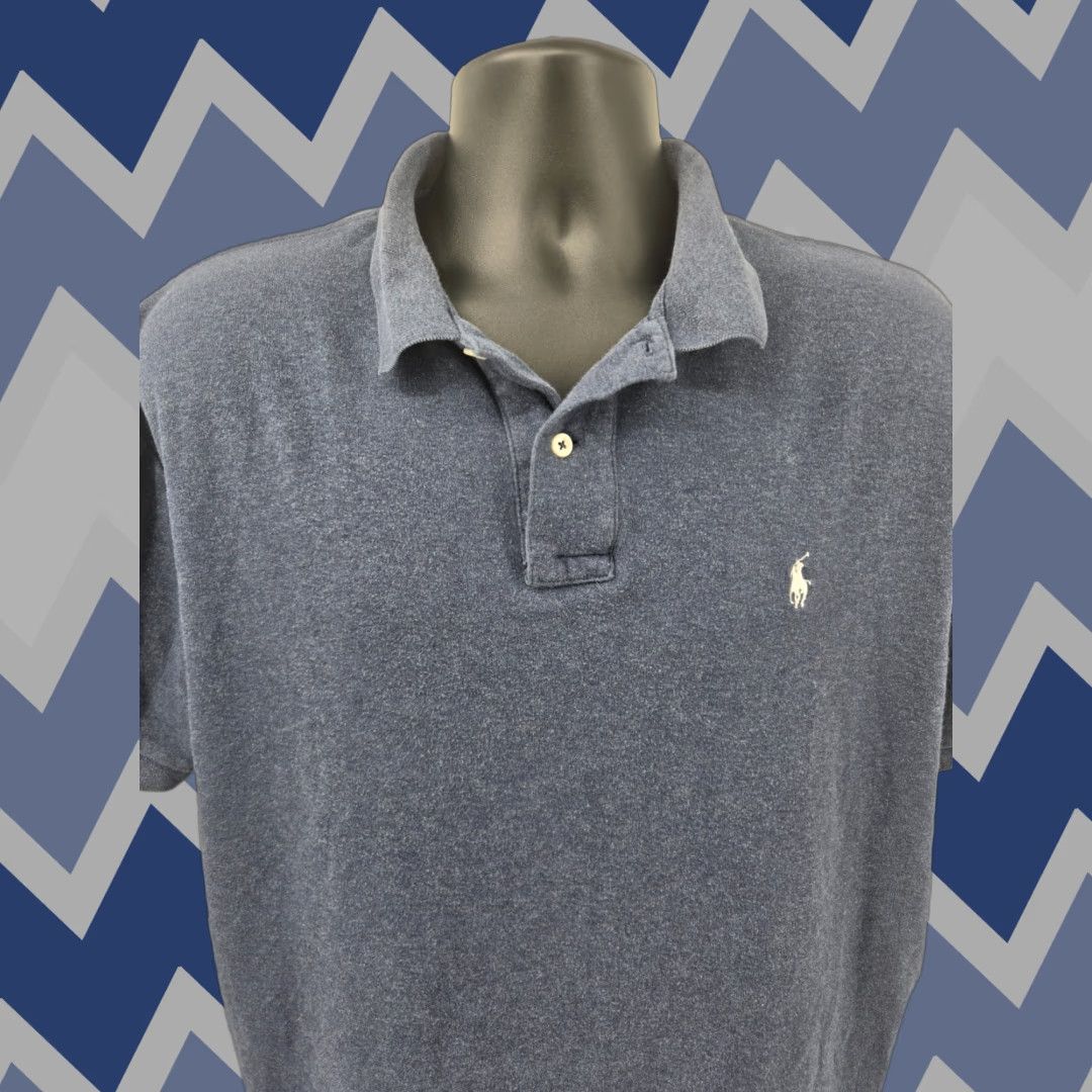 Ralph Lauren Ralph Lauren Polo Shirt Men Large Blue Cotton Polo Shirt Casual Golf White Pony Size US L / EU 52-54 / 3 - 1 Thumbnail
