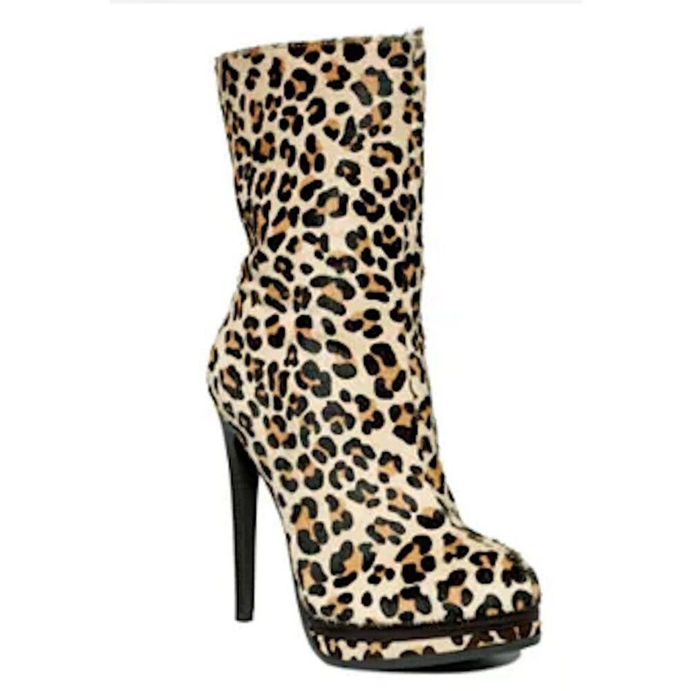 Other Kelsi Dagger Leopard Fur Platform High Heel Carlotta Boots Size US 8 / IT 38 - 1 Thumbnail