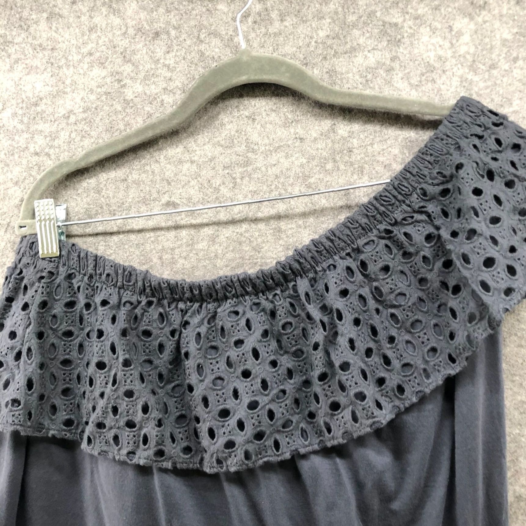 Loft LOFT One Shoulder Blouse Womens L Blue Ruffle Cotton Casual Summer Size L / US 10 / IT 46 - 3 Thumbnail