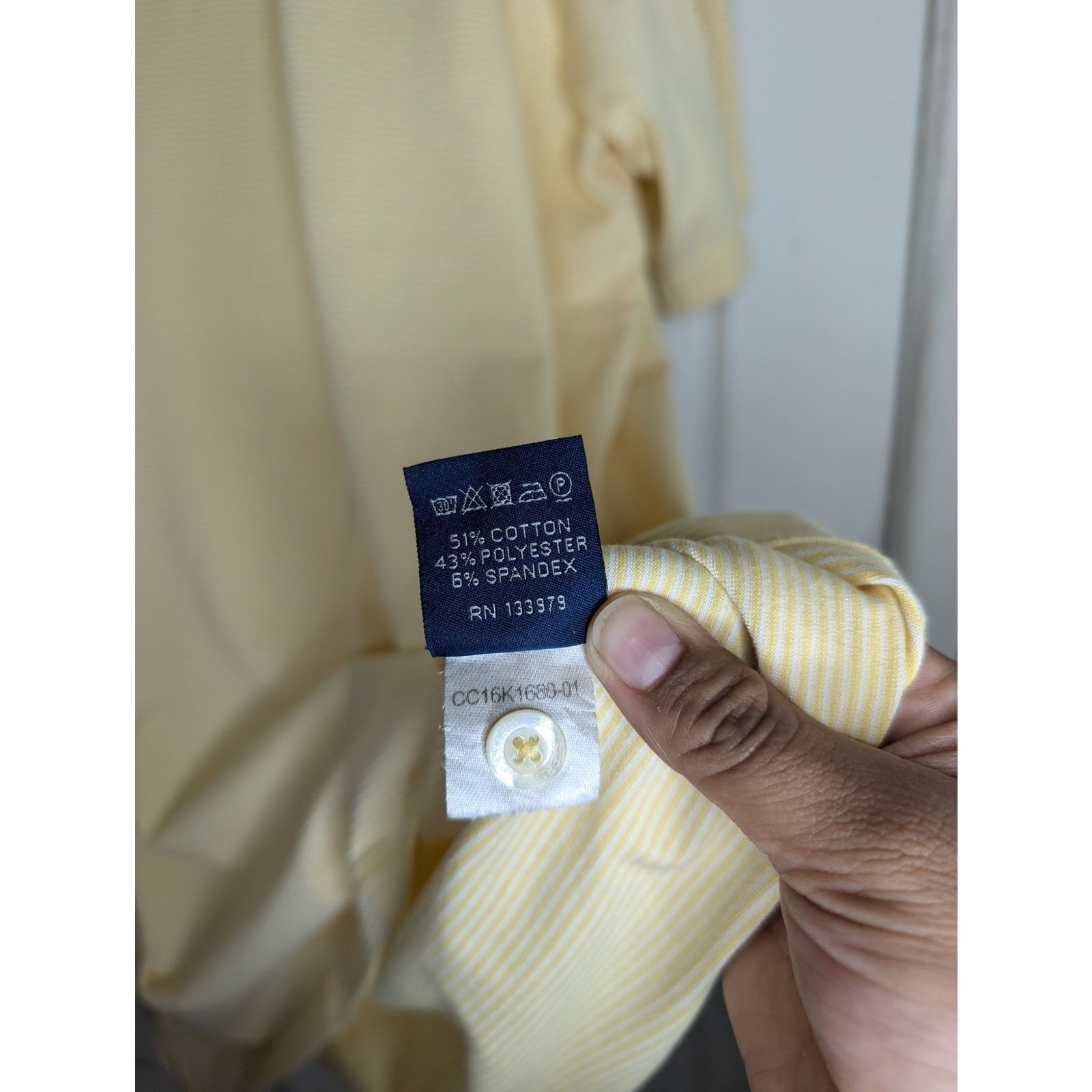 The Masters Masters Clubhouse Collection Yellow Stripe Cotton Blend Polo Size US XL / EU 56 / 4 - 4 Thumbnail
