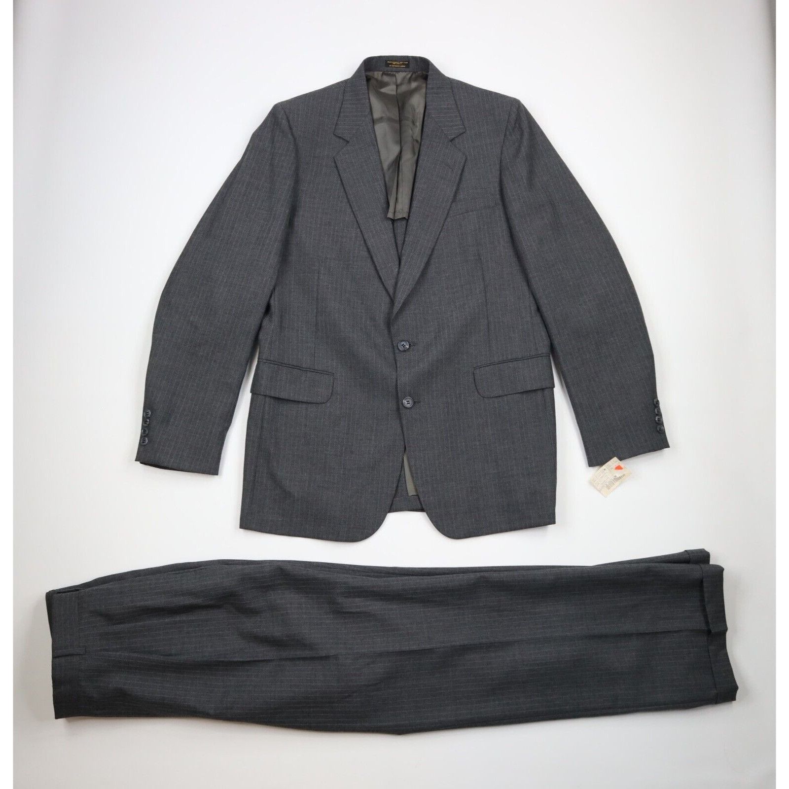 Vintage Deadstock Vintage 70s Pinstriped Wool 2 Piece Suit Size 42L - 1 Thumbnail