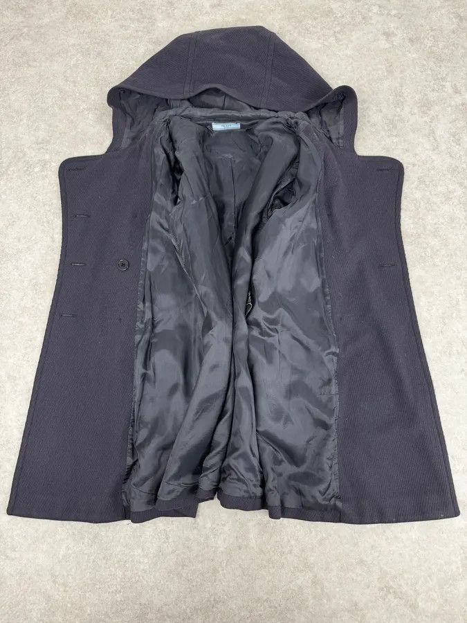 Prada AW2011 Prada Navy Asymmetrical Wool Double-Breasted Long Jacket Size US XS / EU 42 / 0 - 8 Thumbnail