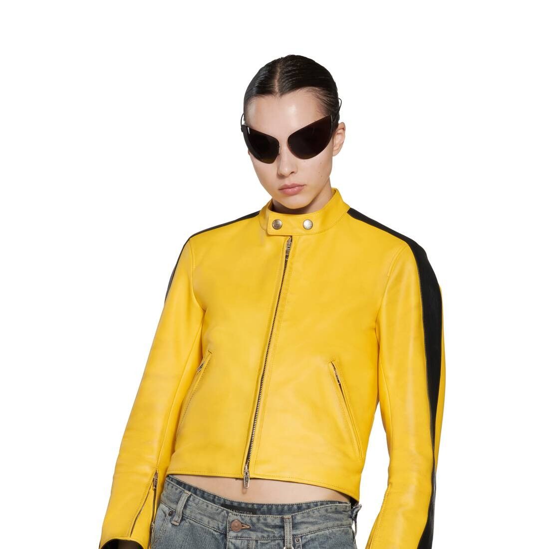 Balenciaga o1s1rm1125 Shrunk Racer Jacket in Yellow/Black Size XS / US 0-2 / IT 36-38 - 1 Thumbnail