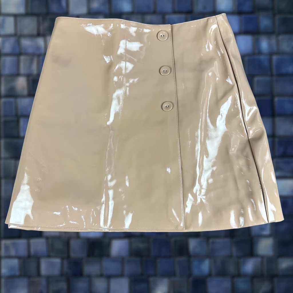 Lulus Lulus Skirt Womens Medium Tan PU Pencil Button Front Lined NEW Size 32" / US 10 / IT 46 - 1 Thumbnail